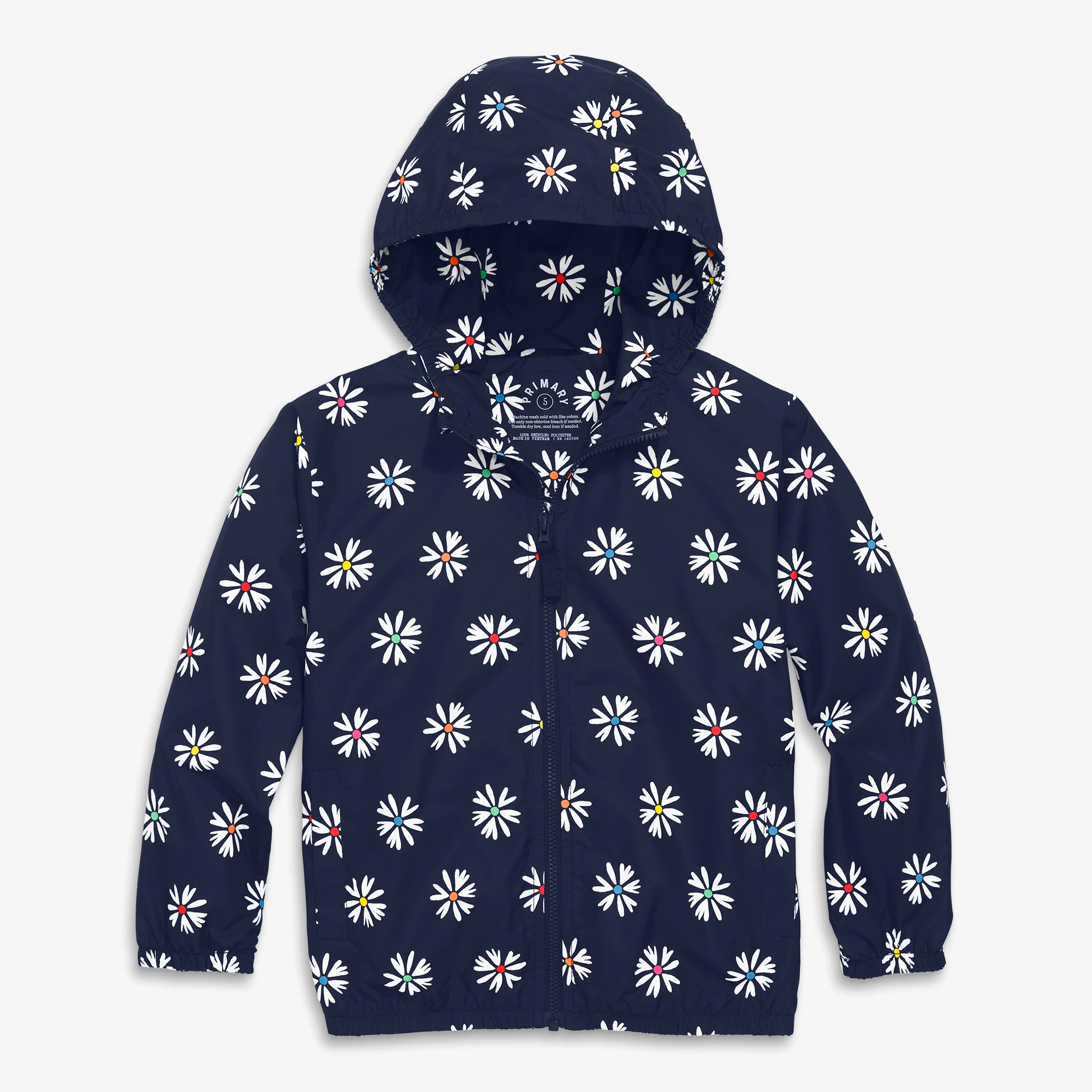 Kids packable windbreaker in rainbow blooms