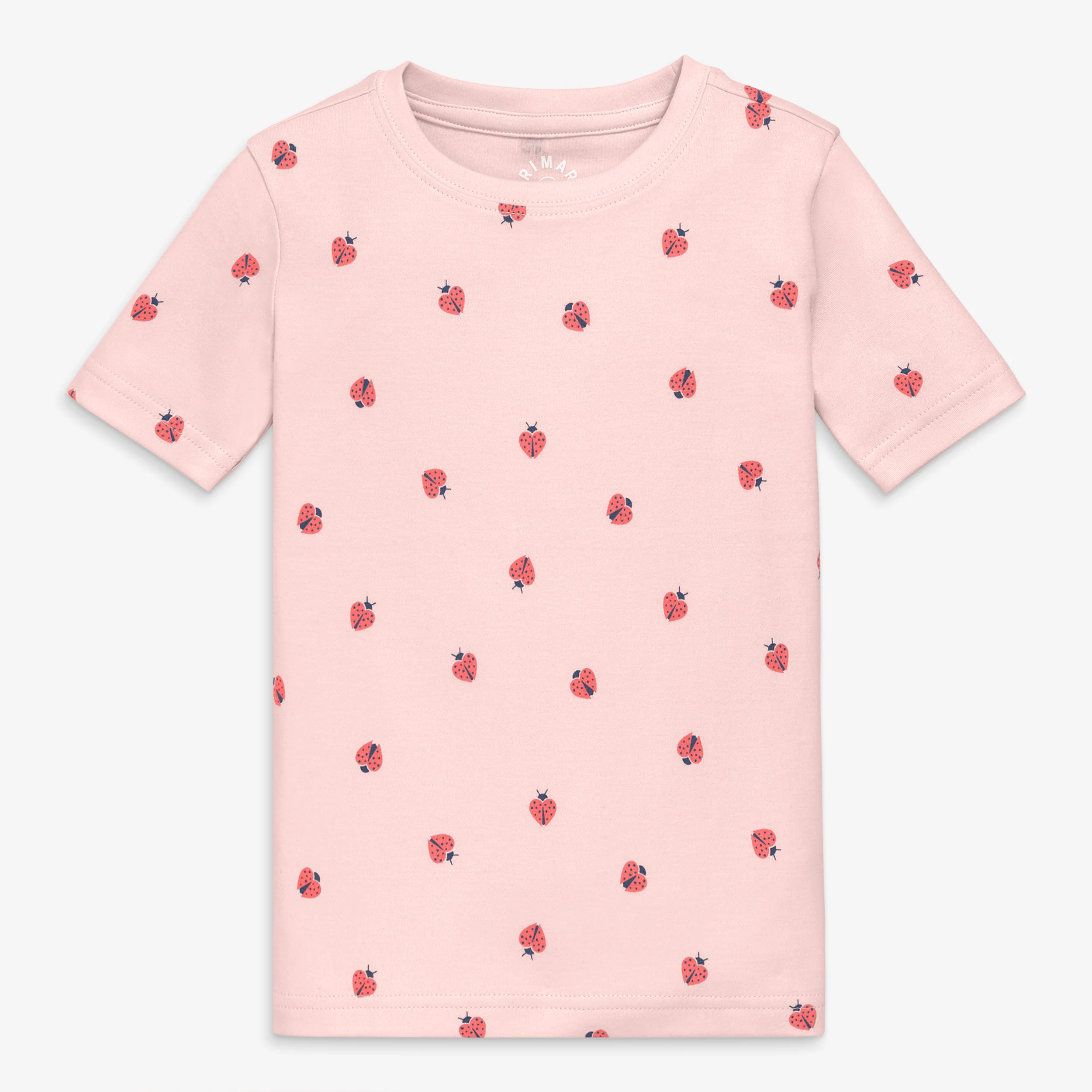 Kids organic short sleeve PJ top in ladybugs