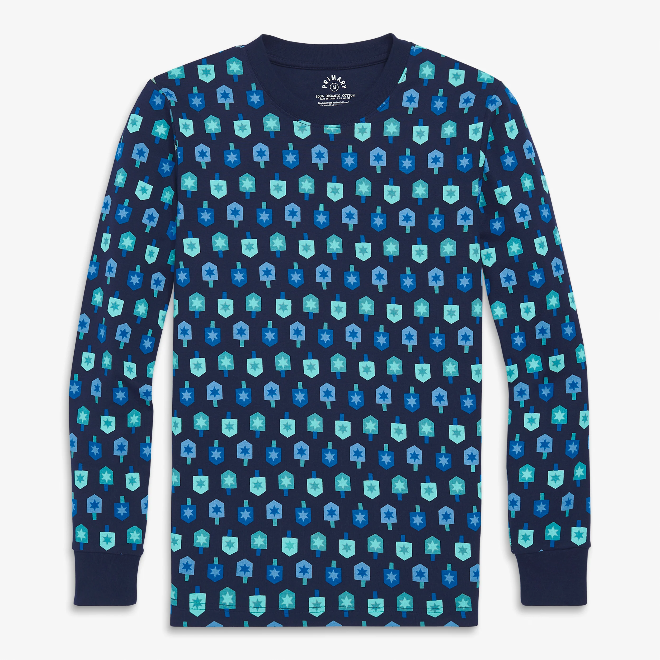 Adult organic pj top in spinning dreidels (unisex fit)