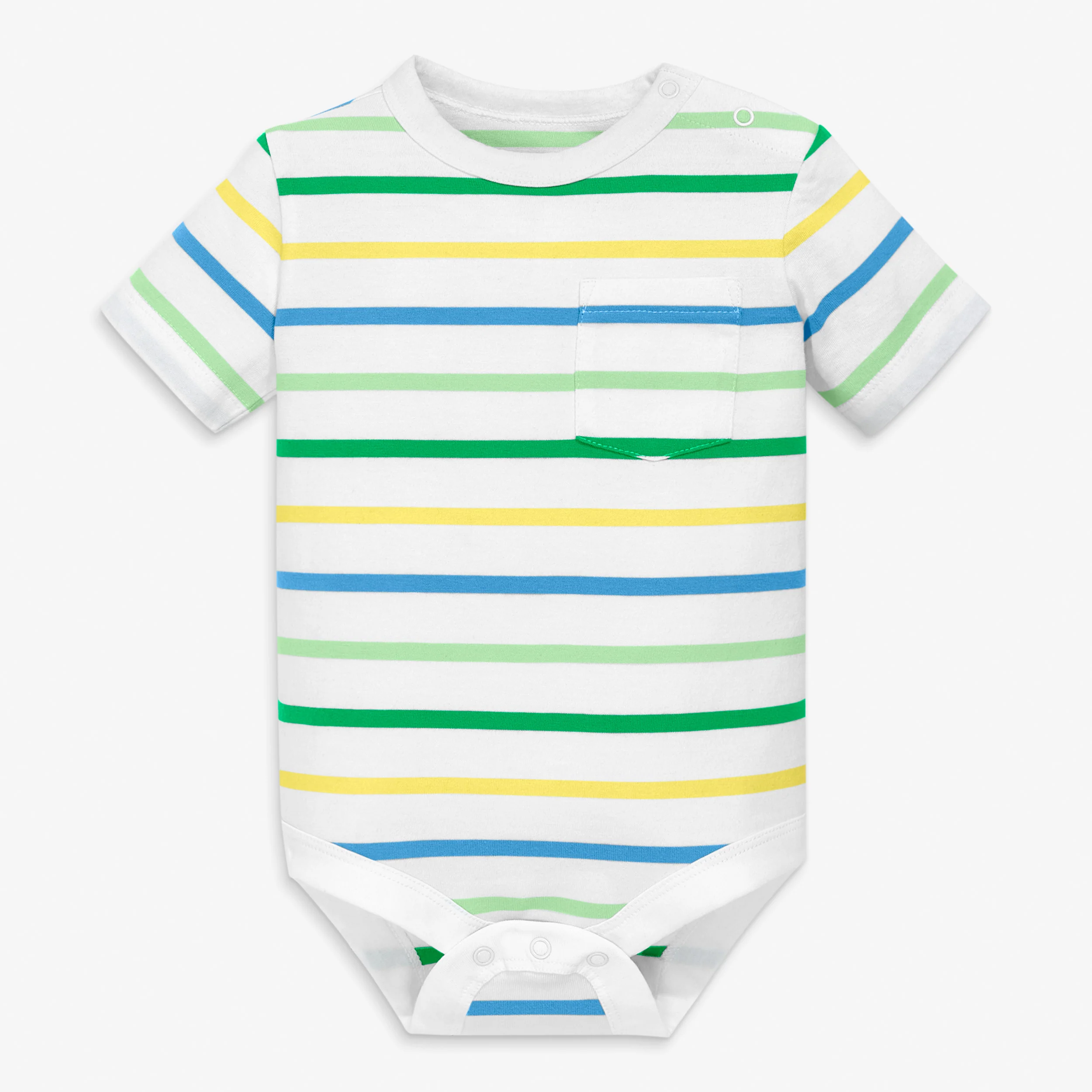 Short sleeve multi-stripe babysuit