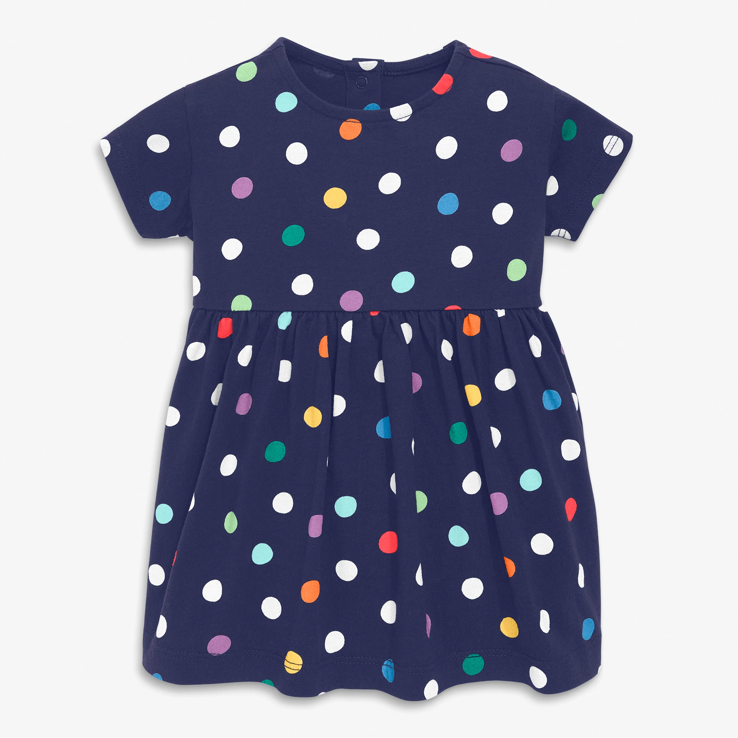 Baby dress in rainbow confetti dots
