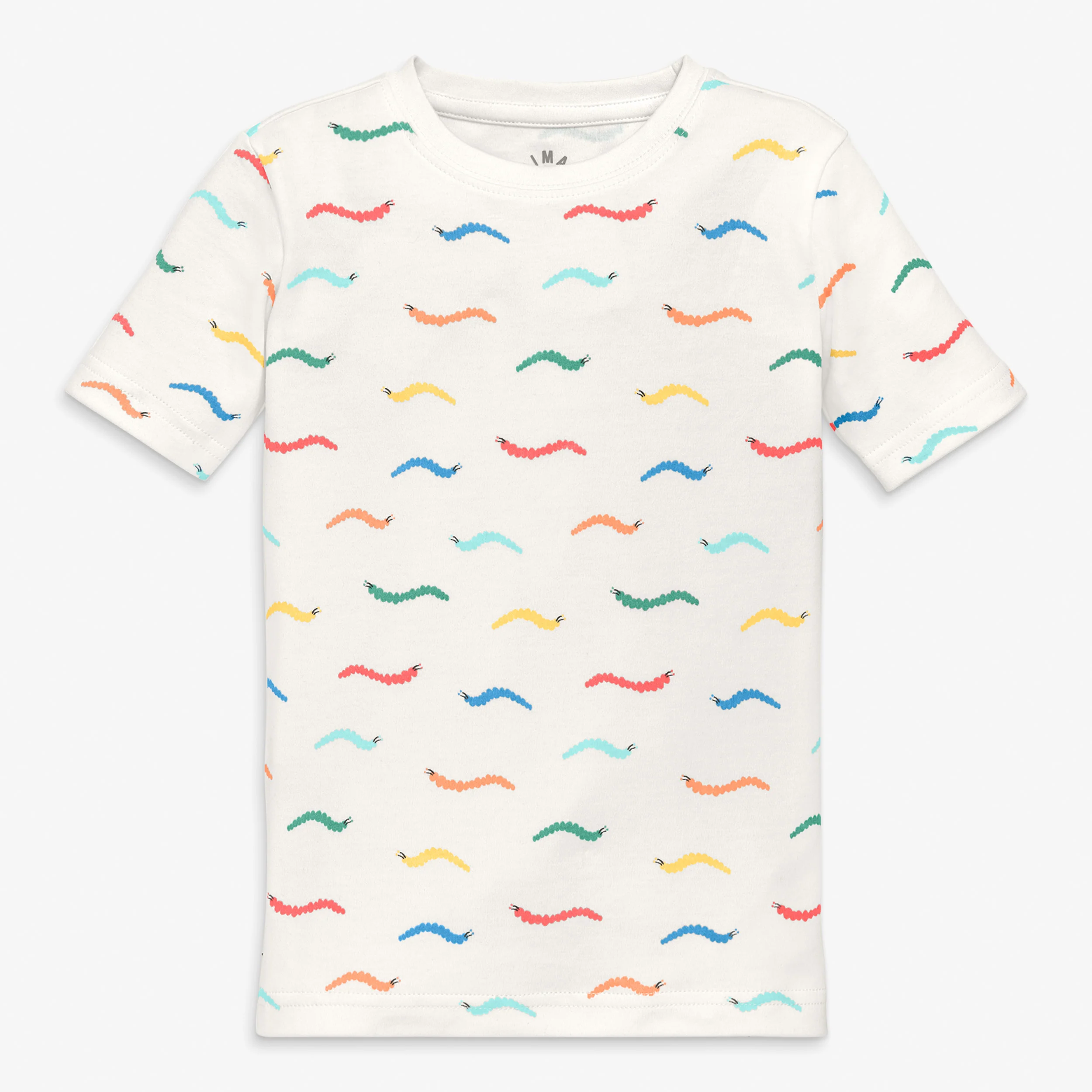 Kids organic short sleeve PJ top in rainbow critters