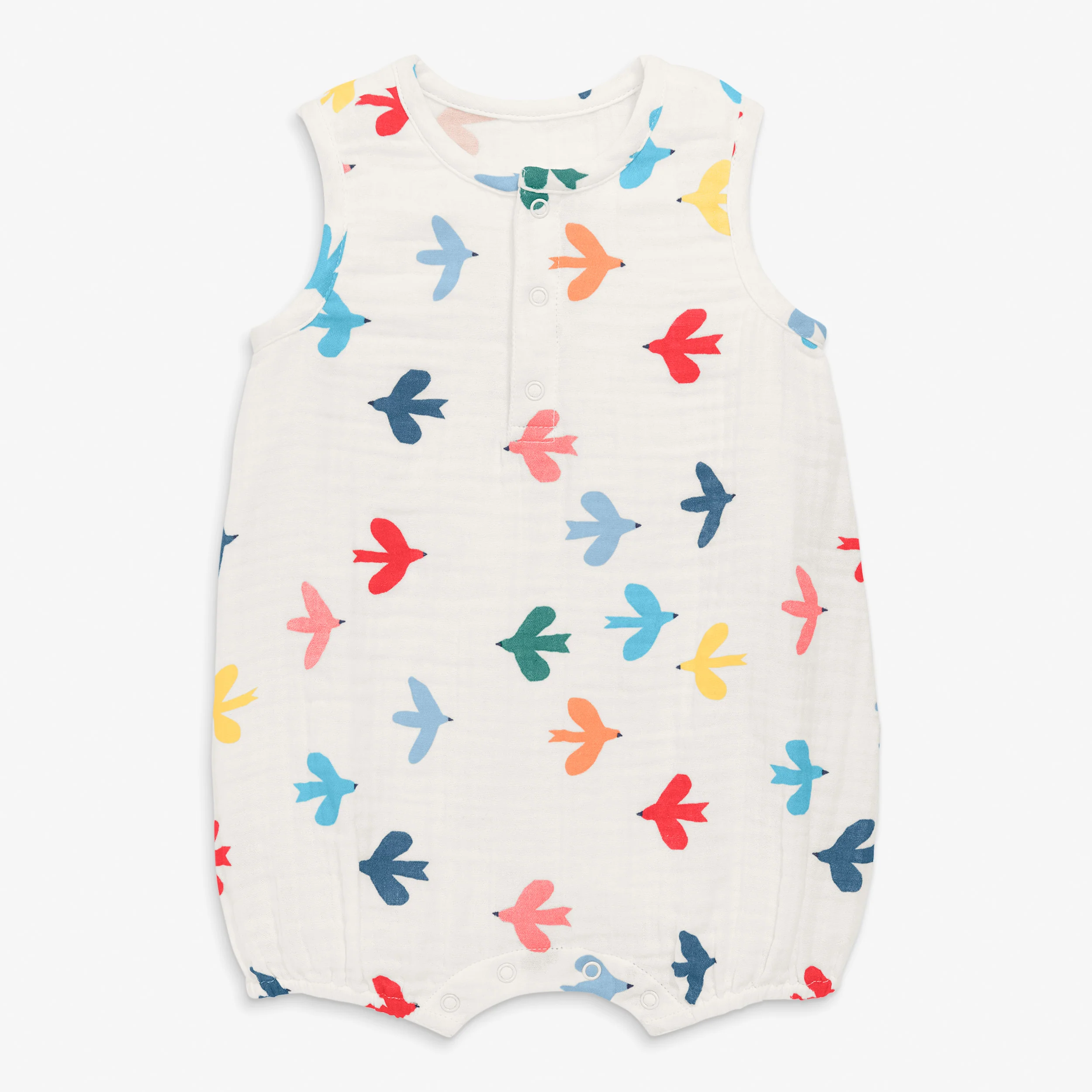 Baby henley tank shortie in rainbow birds
