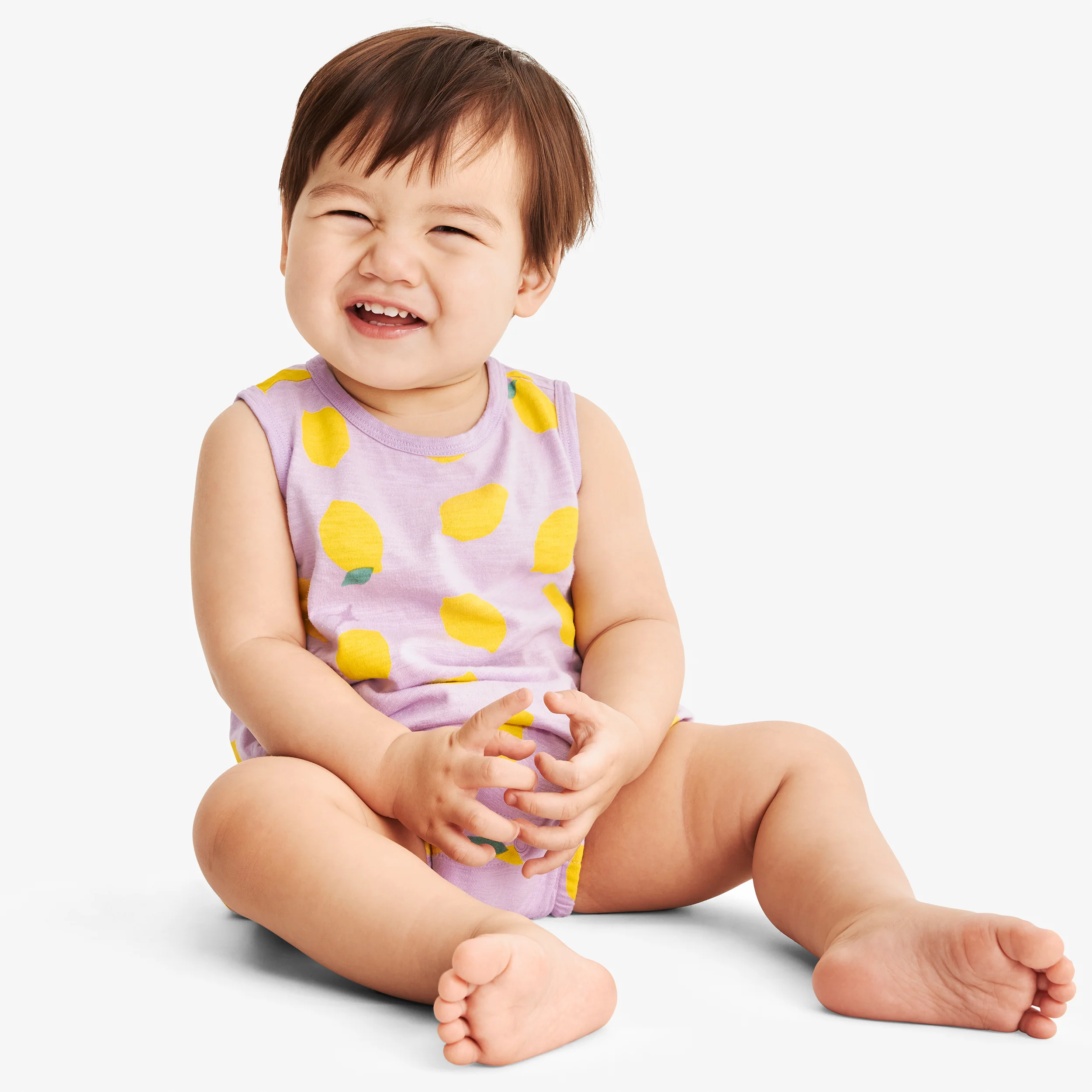 Baby tank bubble shortie in lemon squeeze