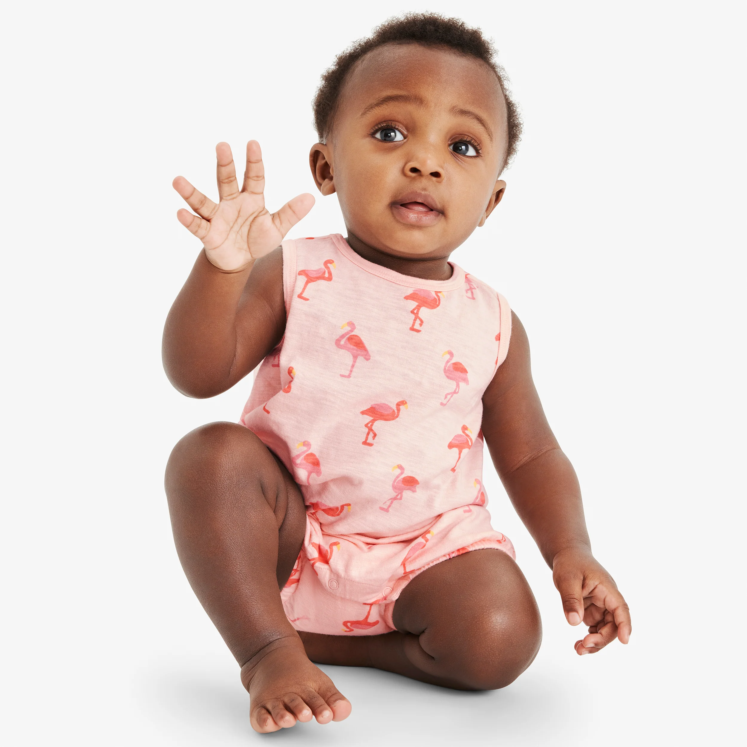 Baby tank bubble shortie in flamingo friends