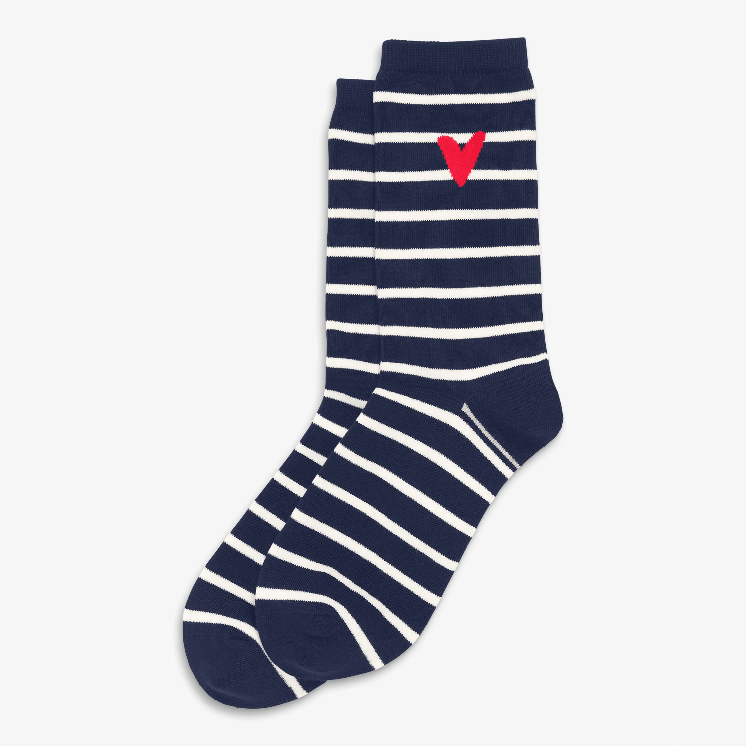Adult crew socks in stripe heart (unisex fit)