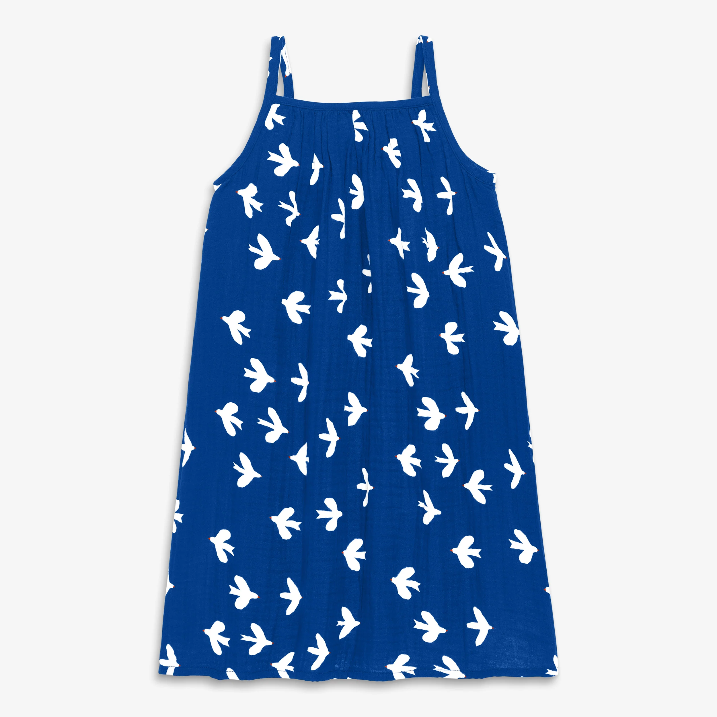 Kids gauze tank dress in bluejays