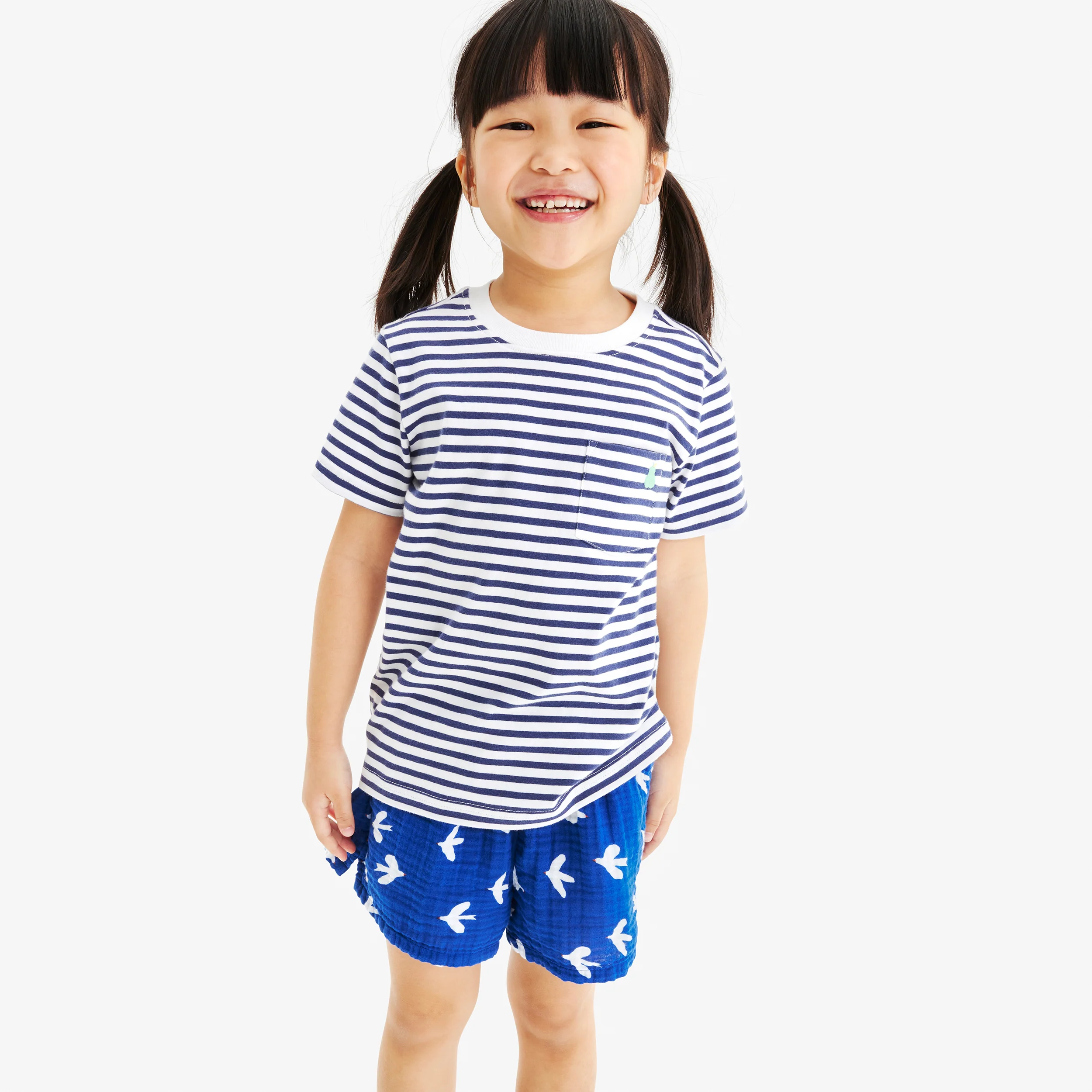 Kids gauze beach short in bluejays