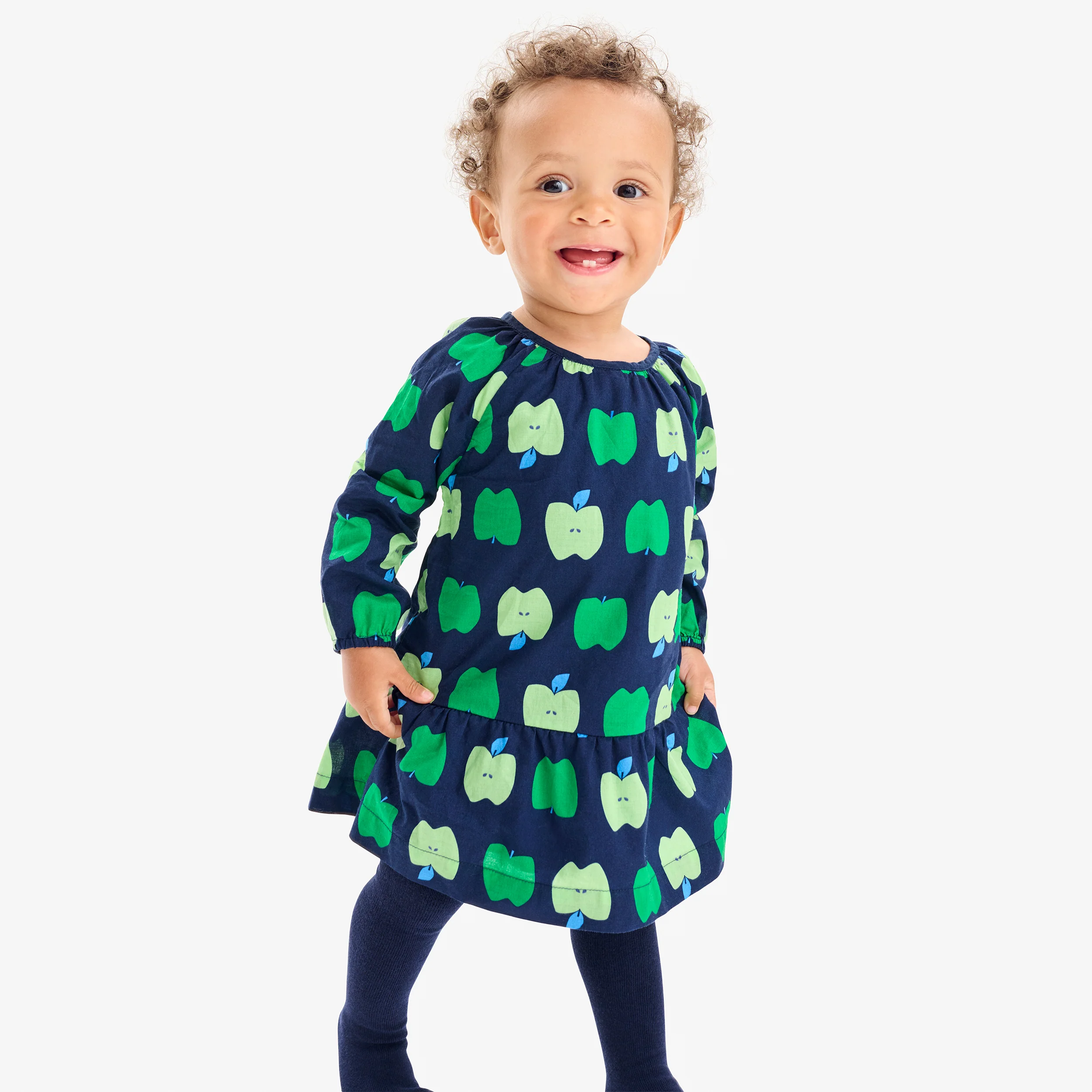Baby popover dress in apple orchard