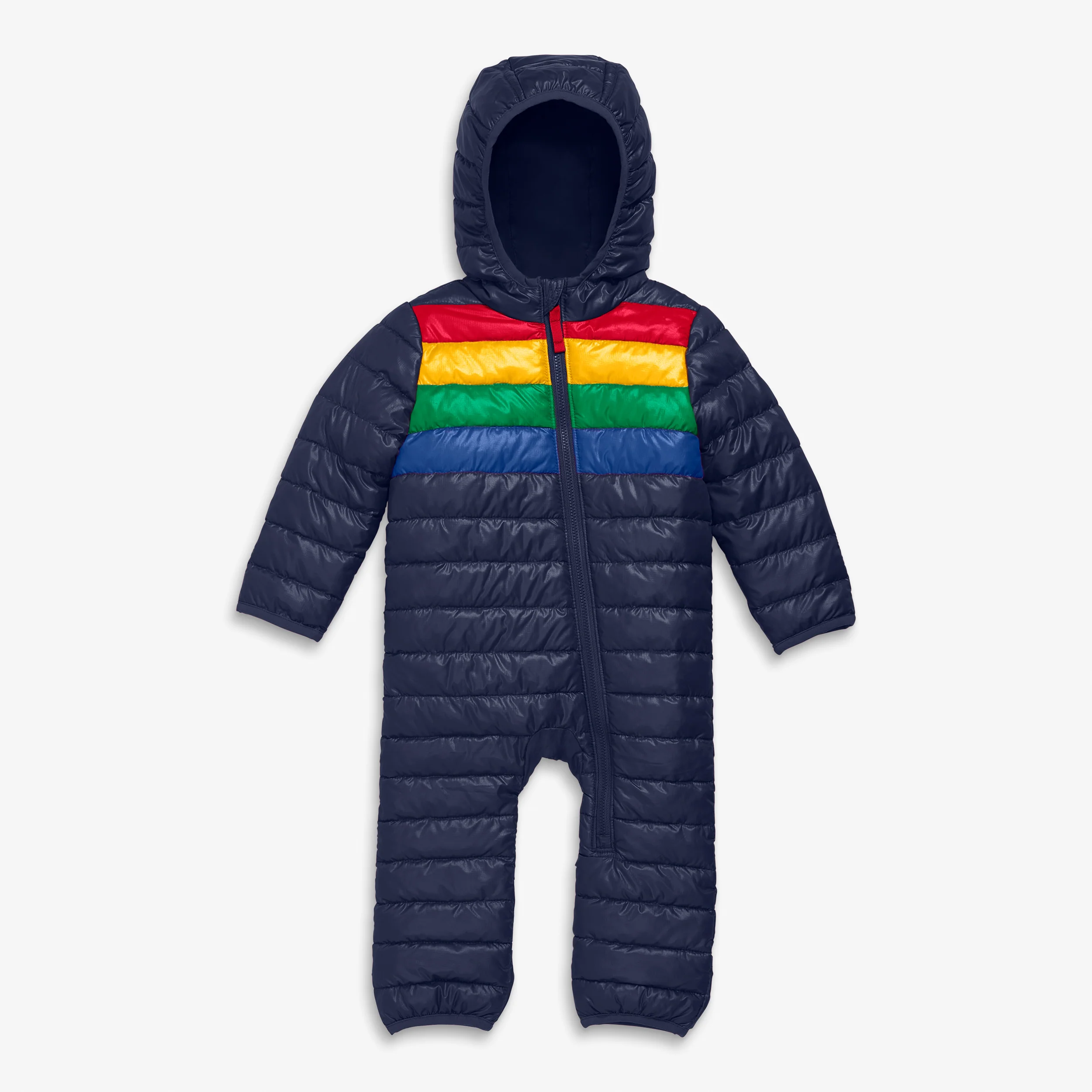 Baby lightweight puffer suit in stripe