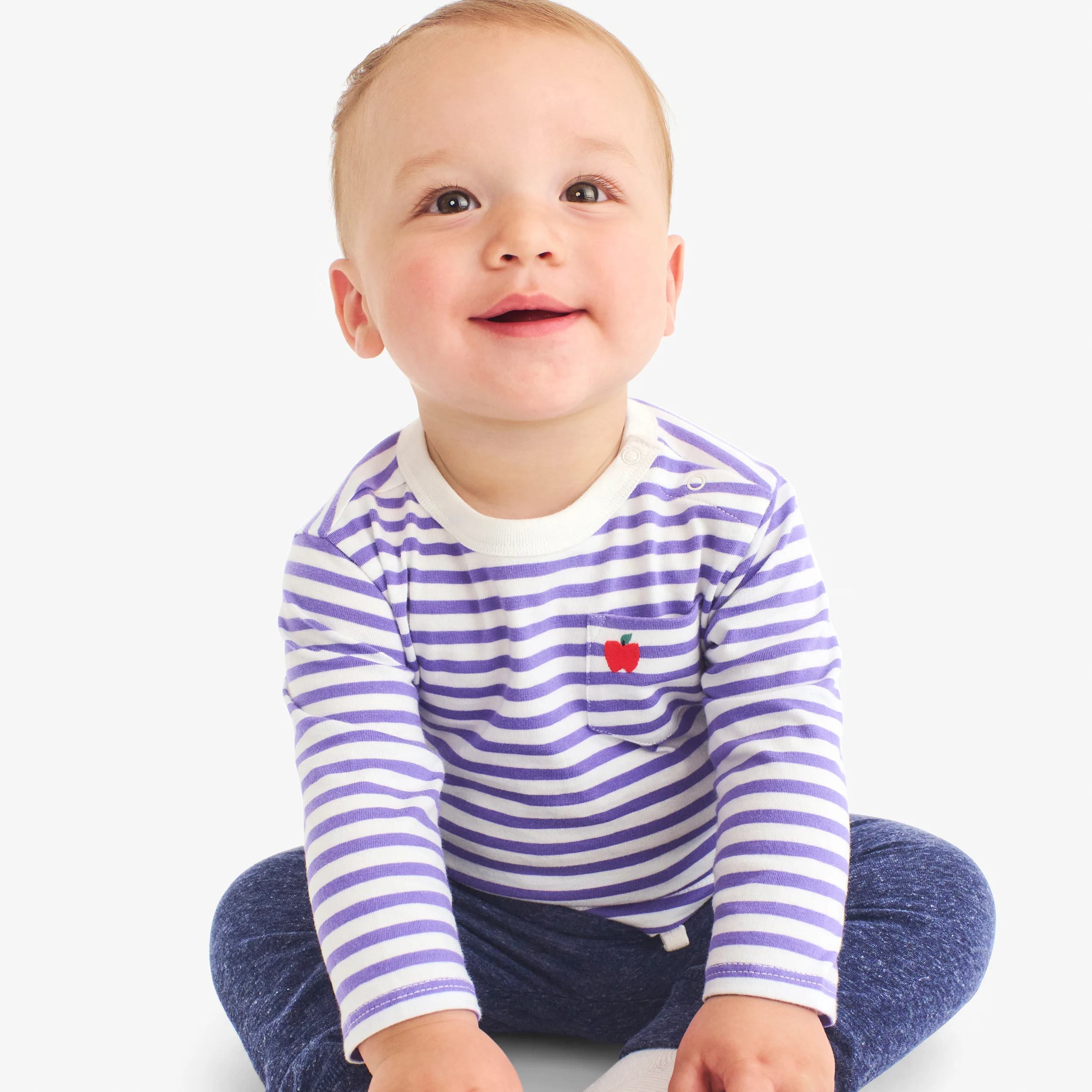 Baby long sleeve embroidered stripe tee