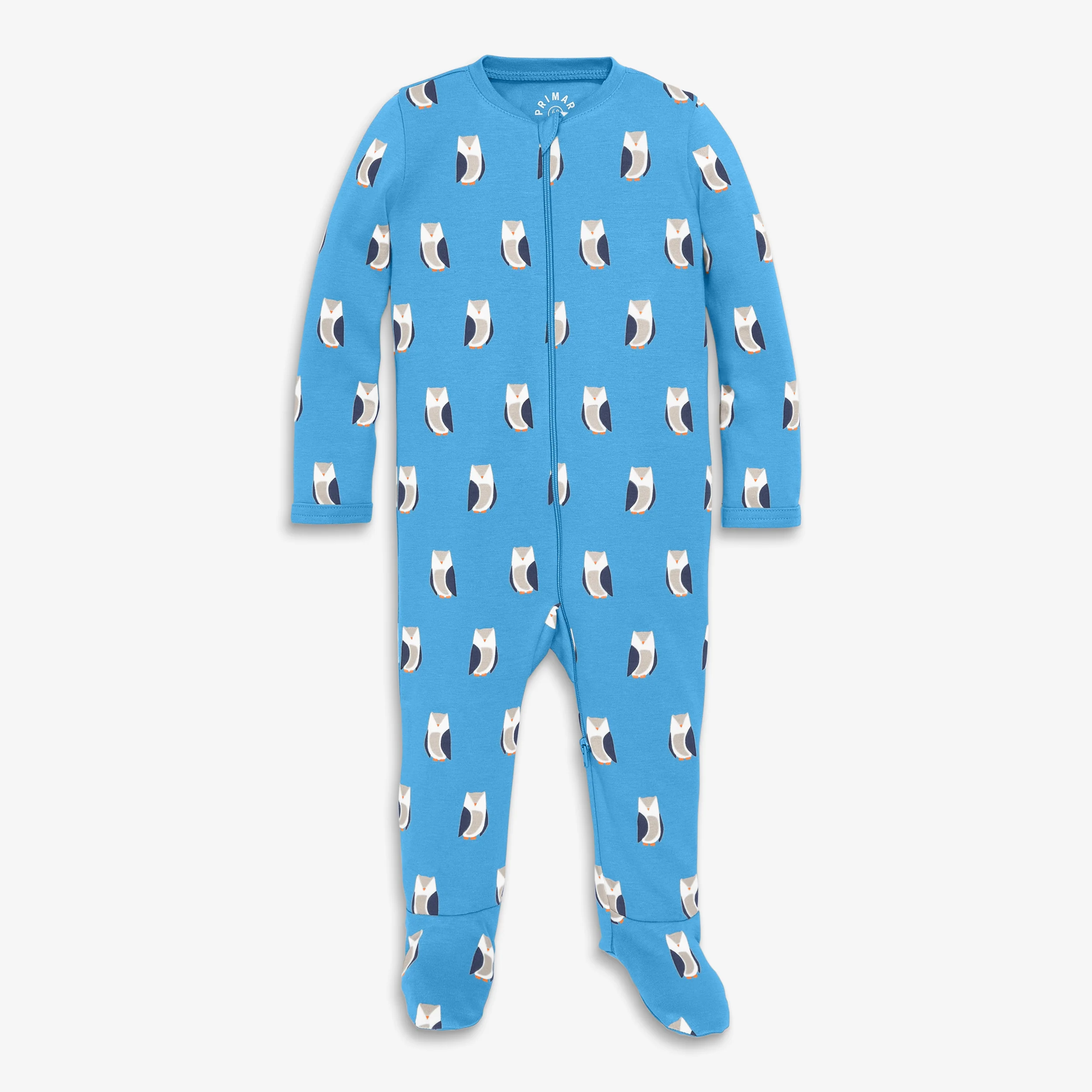 Baby organic zip footie in night owls