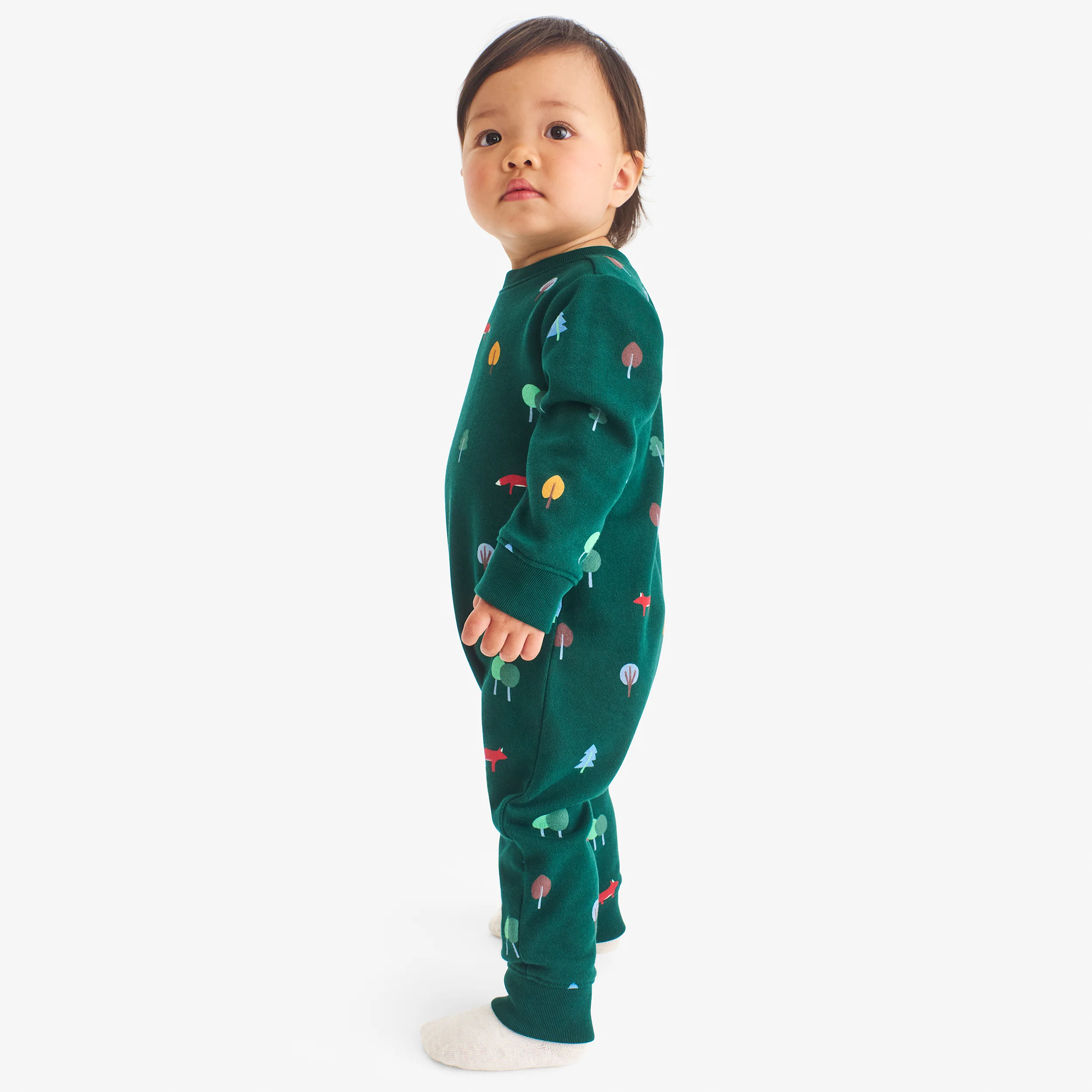 Baby sweatshirt romper in woodland friends 1 23393-baby-sweatshirt-romper-in-woodland-friends-1.webp