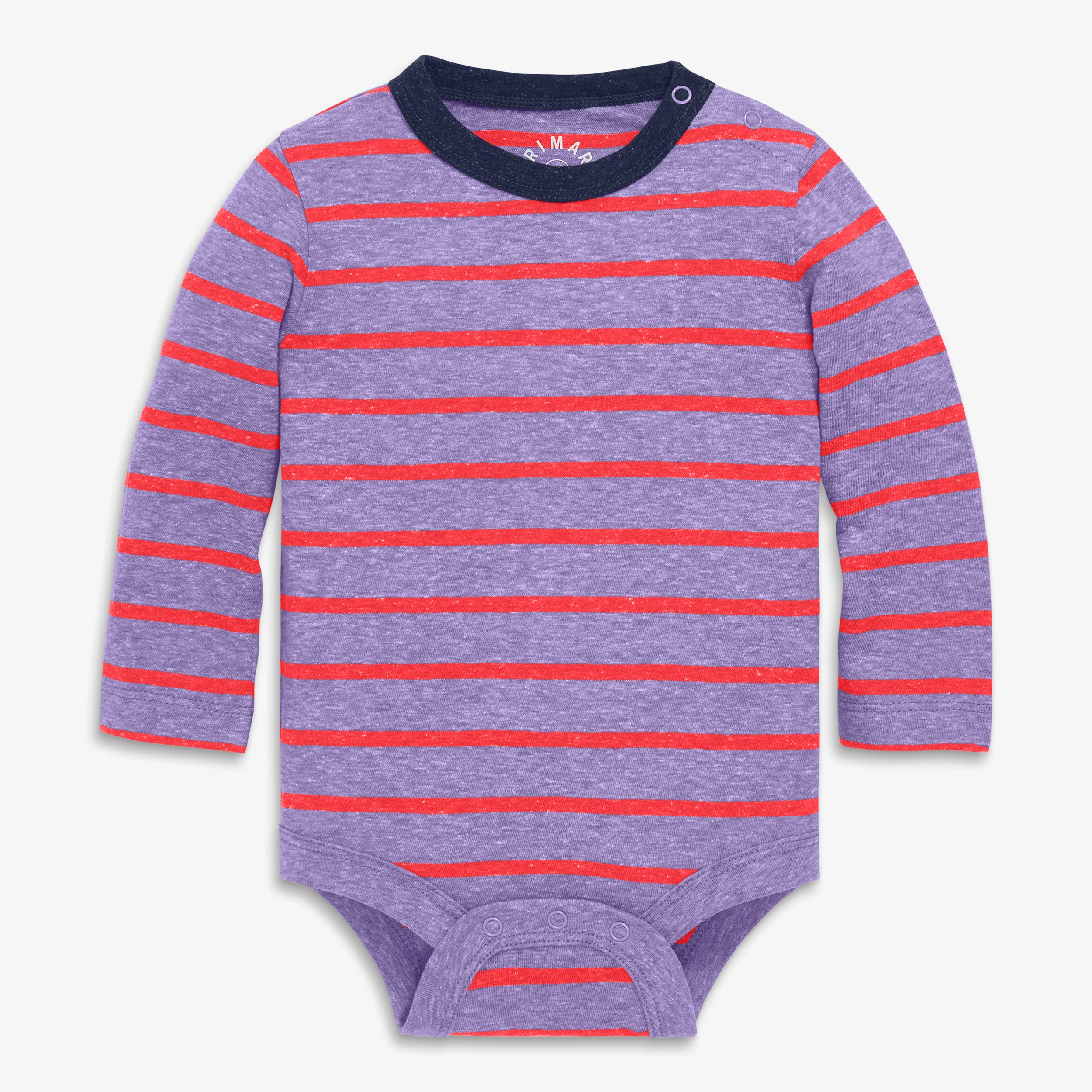 Heathered long sleeve stripe babysuit