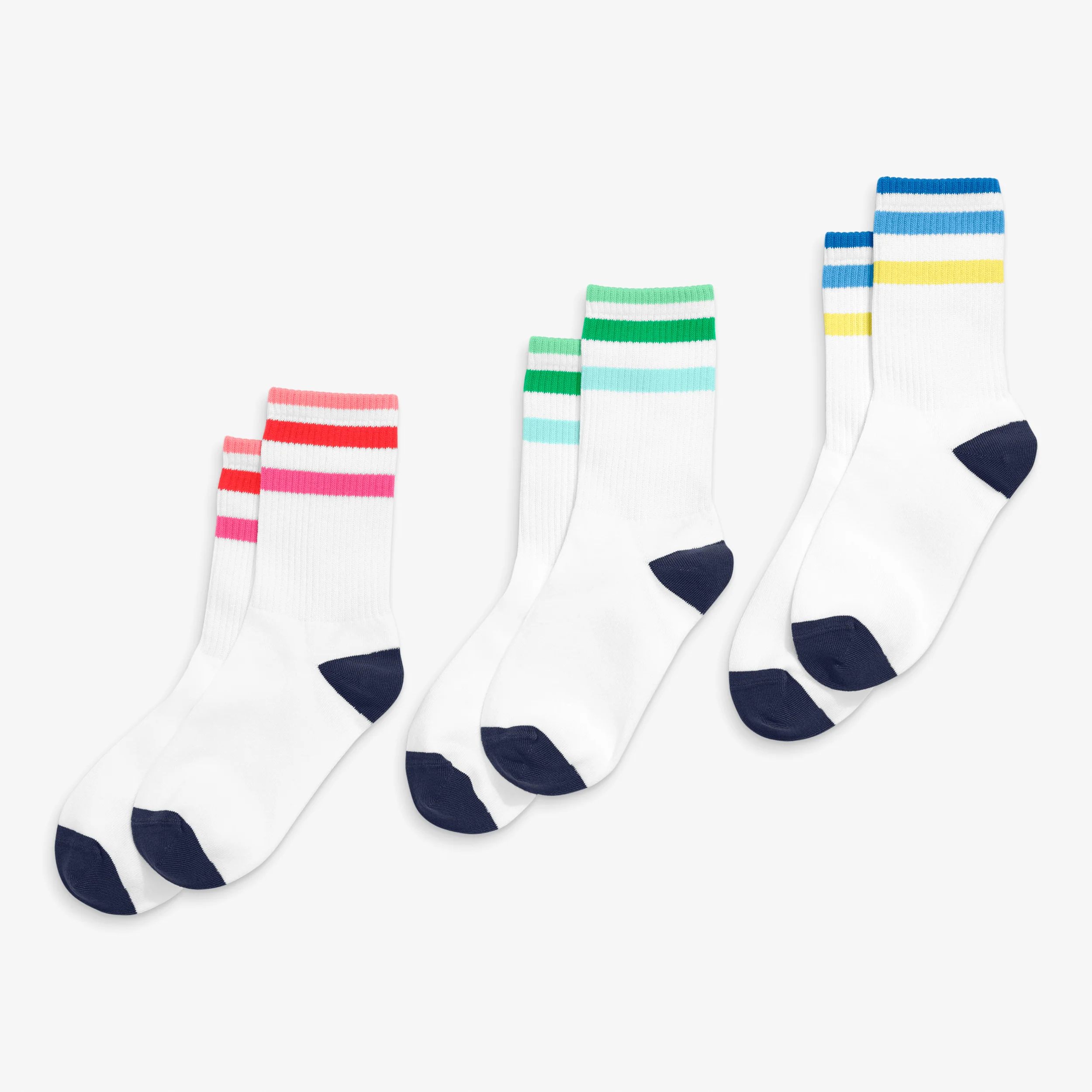Kids athletic sock 3-pack in rainbow ringer mix