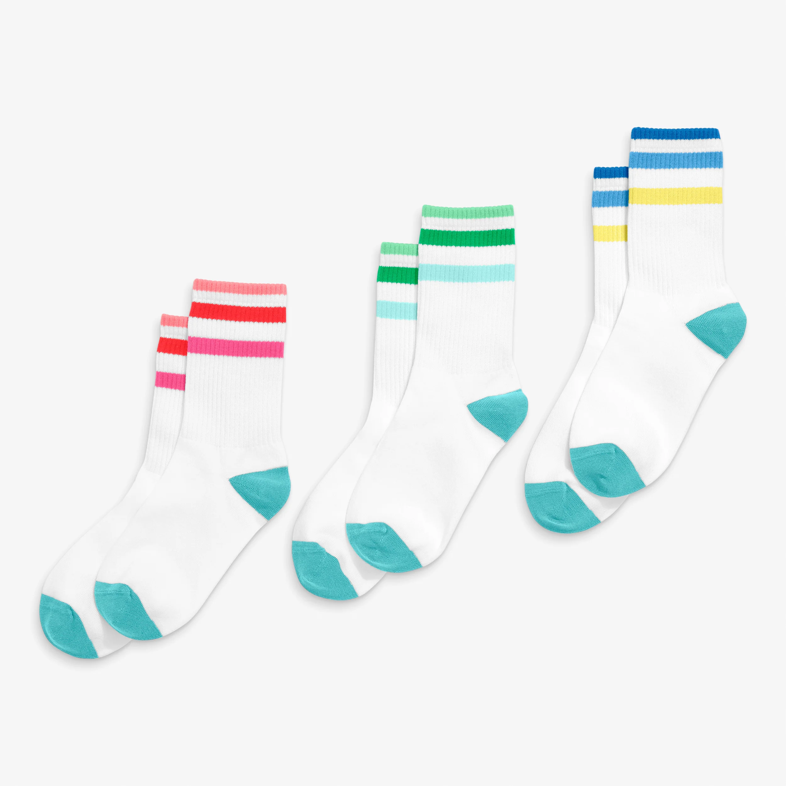 Kids athletic sock 3-pack in rainbow ringer mix