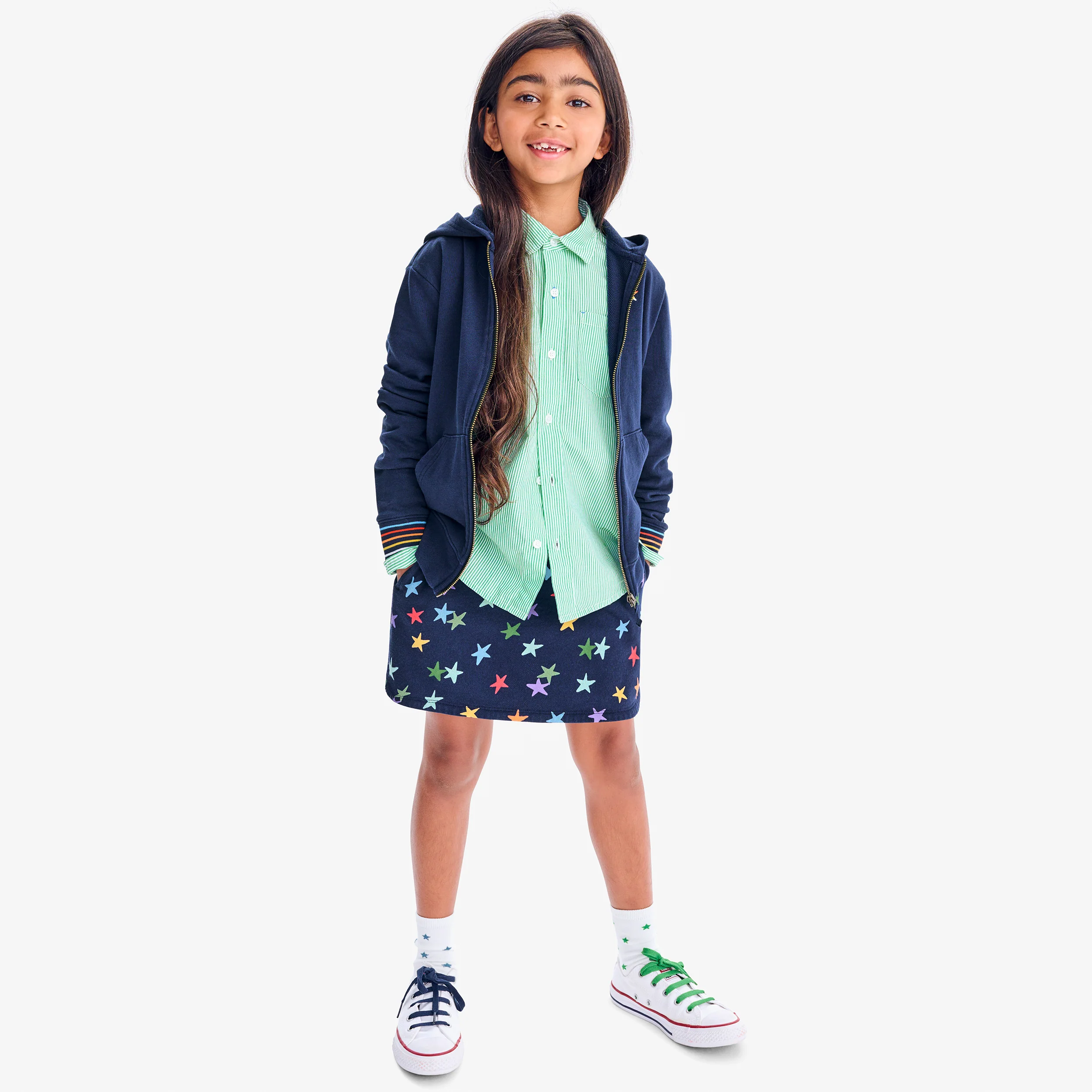 Kids drawstring pocket skort in confetti stars
