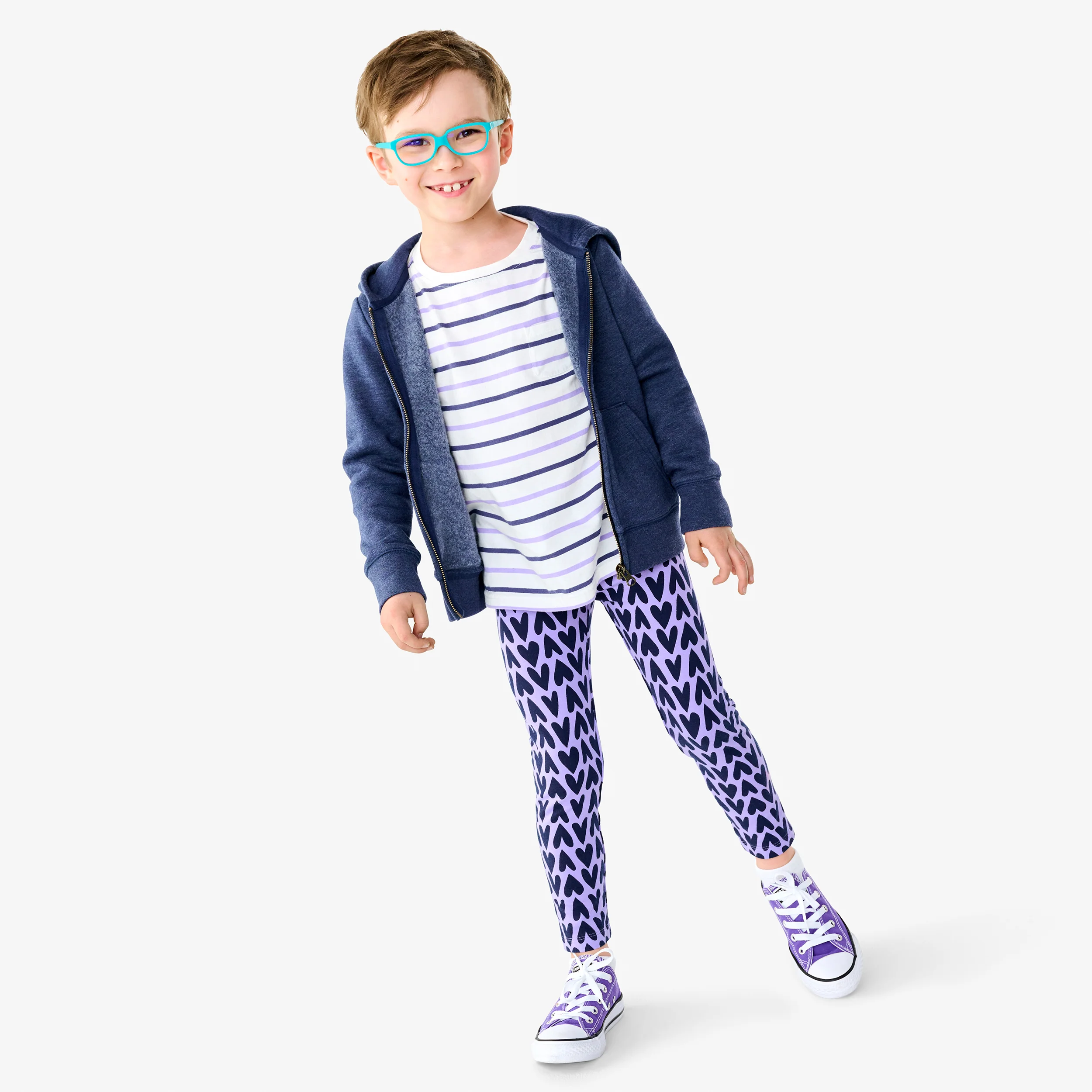 Kids french terry cozy legging in cutout hearts