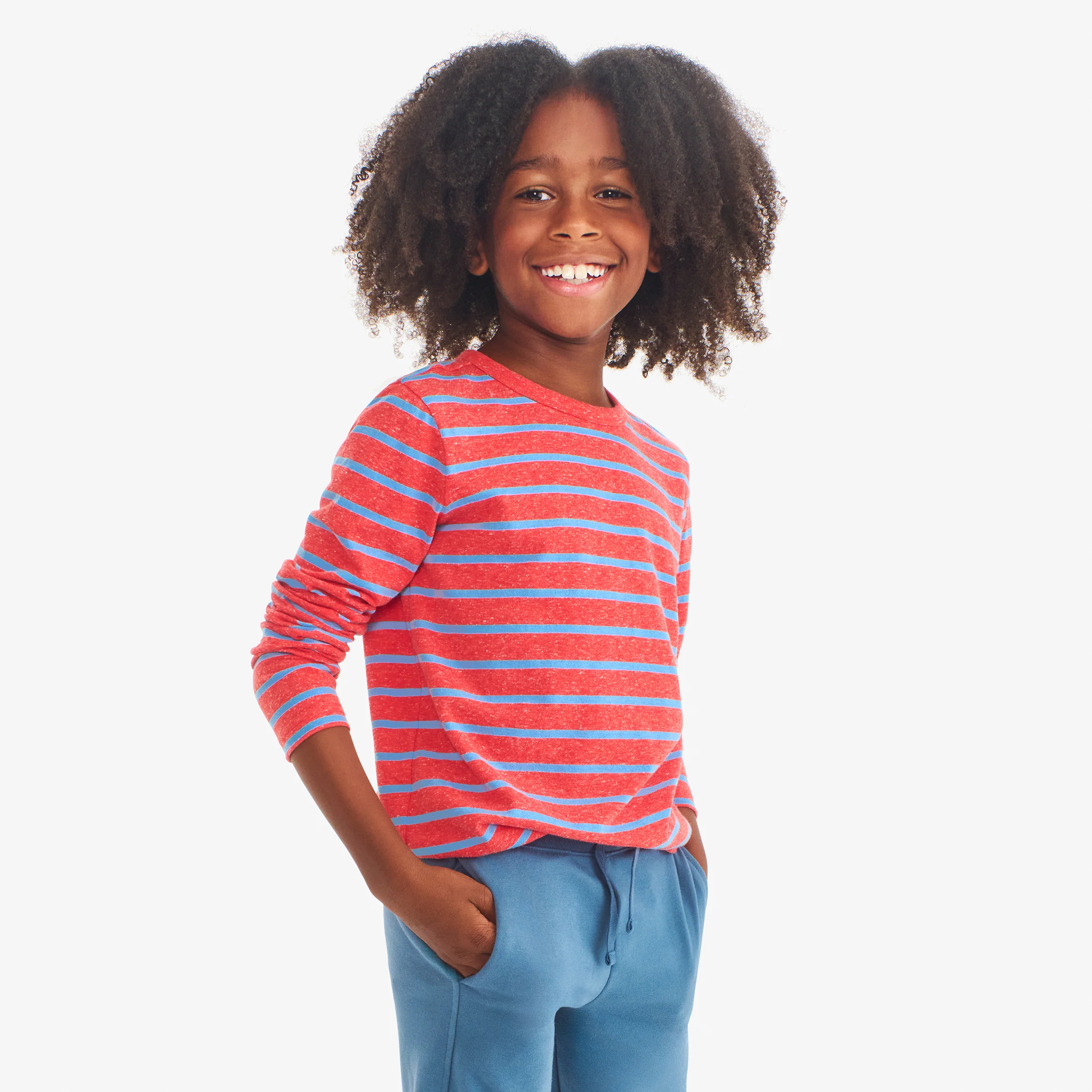 Kids heathered long sleeve stripe tee