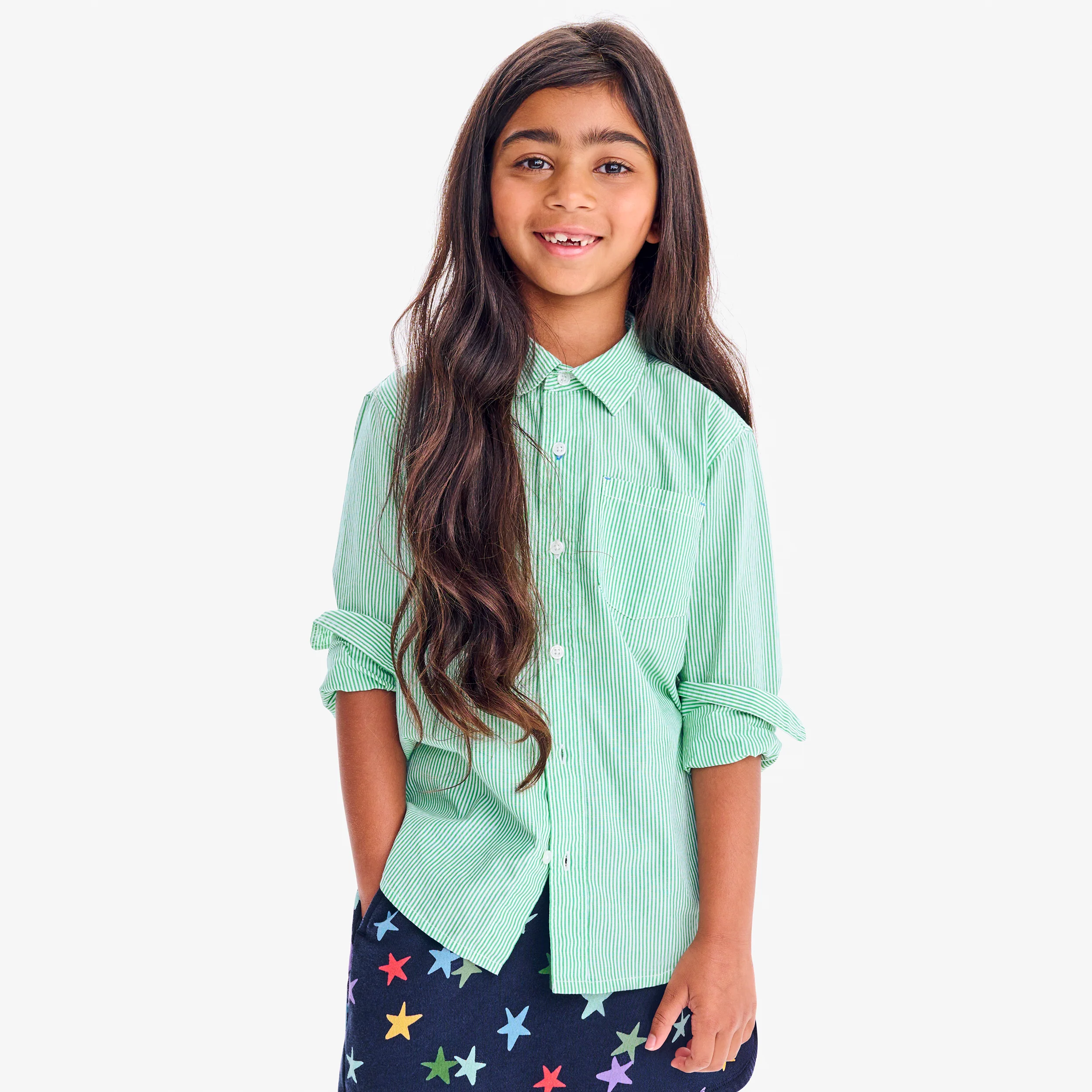 Kids long sleeve button down in stripe
