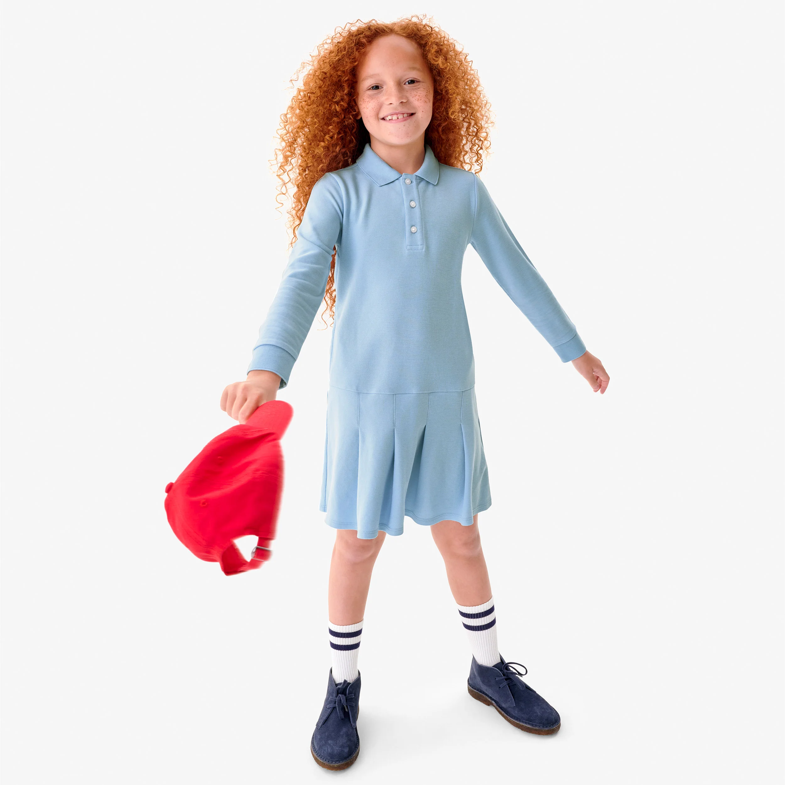 Kids long sleeve pique polo dress