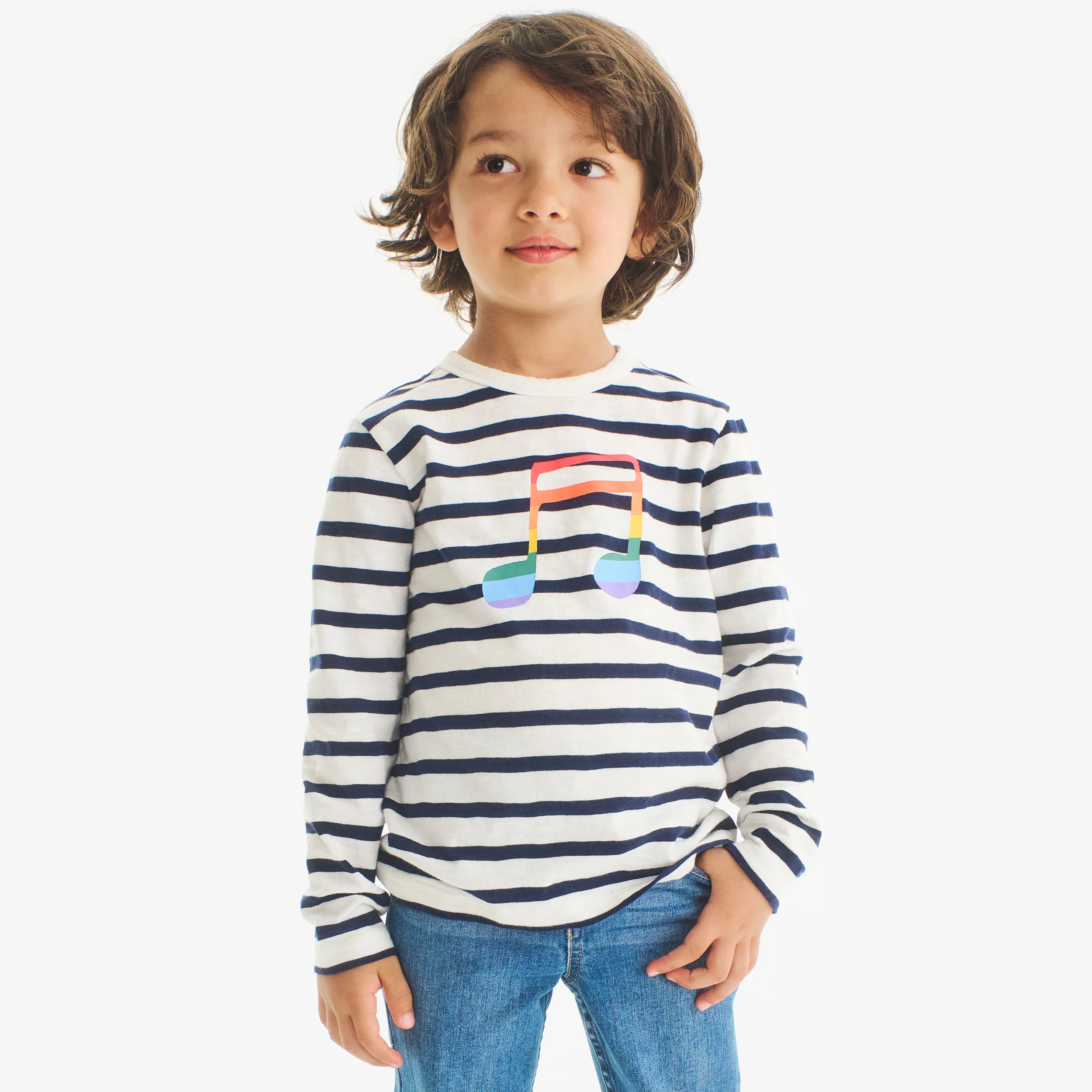 Kids long sleeve rainbow music tee