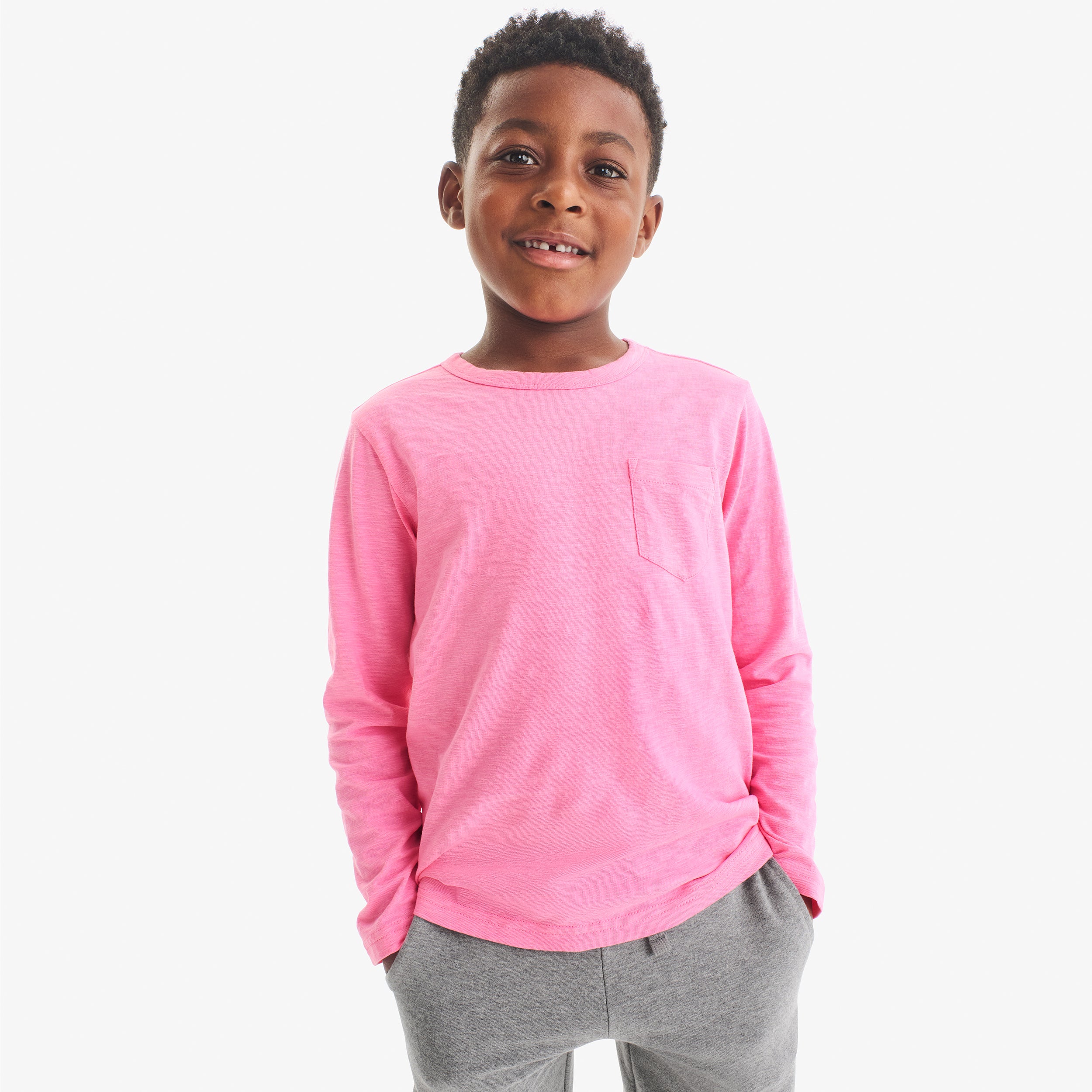 Kids long sleeve slub pocket tee