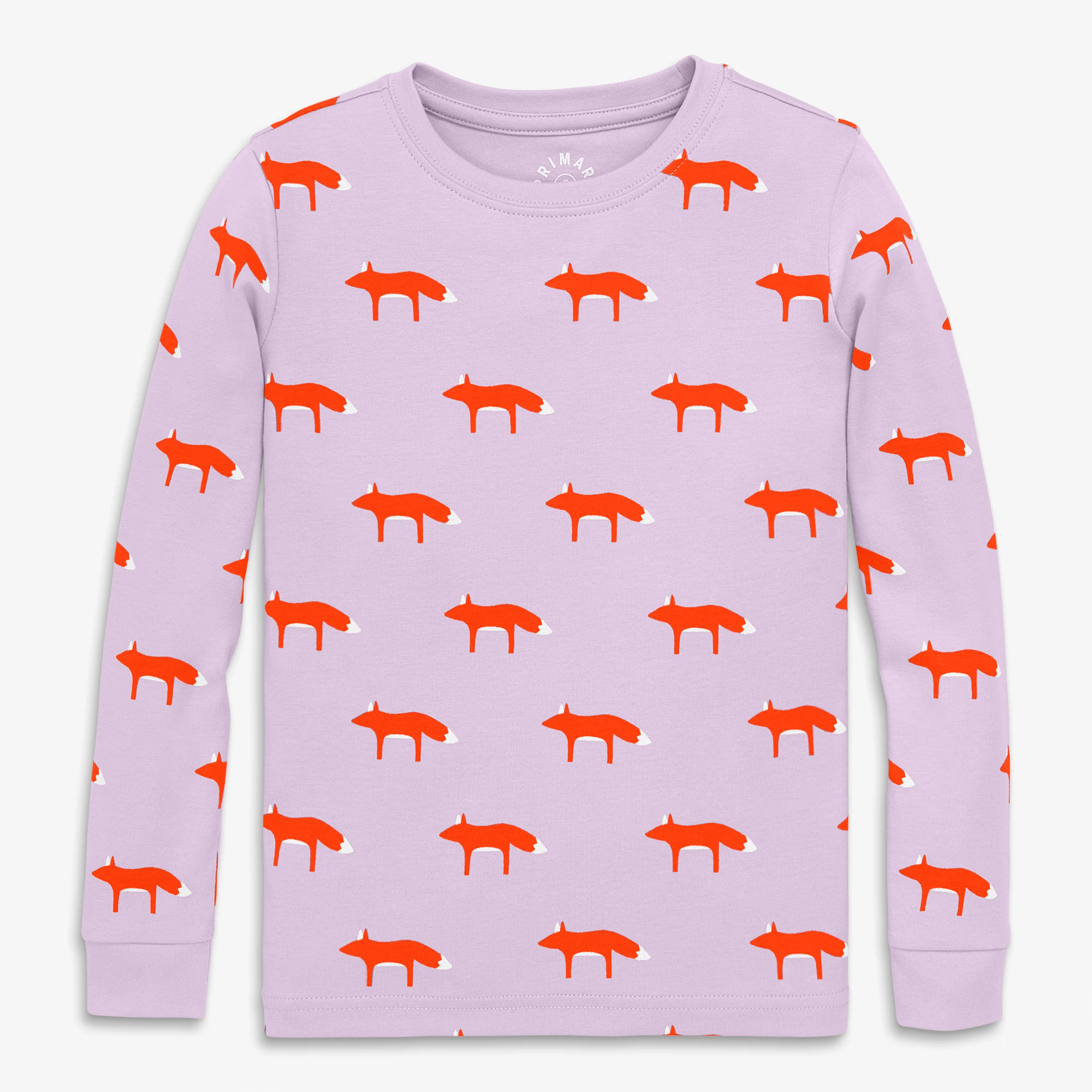 Kids organic long sleeve PJ top in fox trot