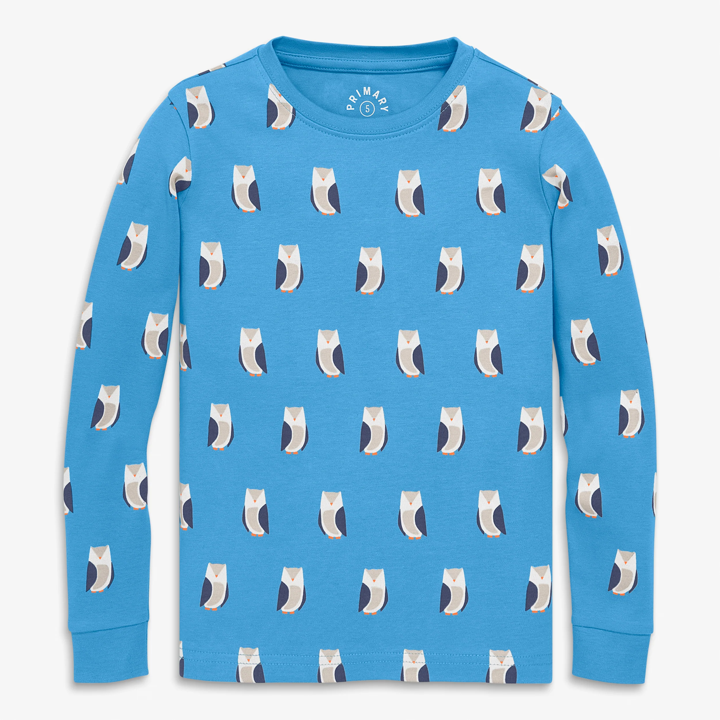 Kids organic long sleeve PJ top in night owls