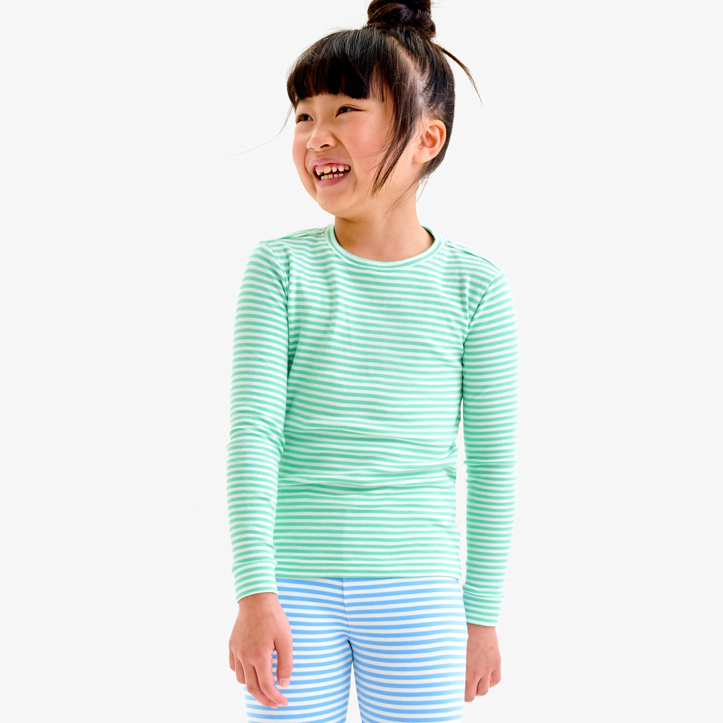 Kids organic long sleeve PJ top in stripe