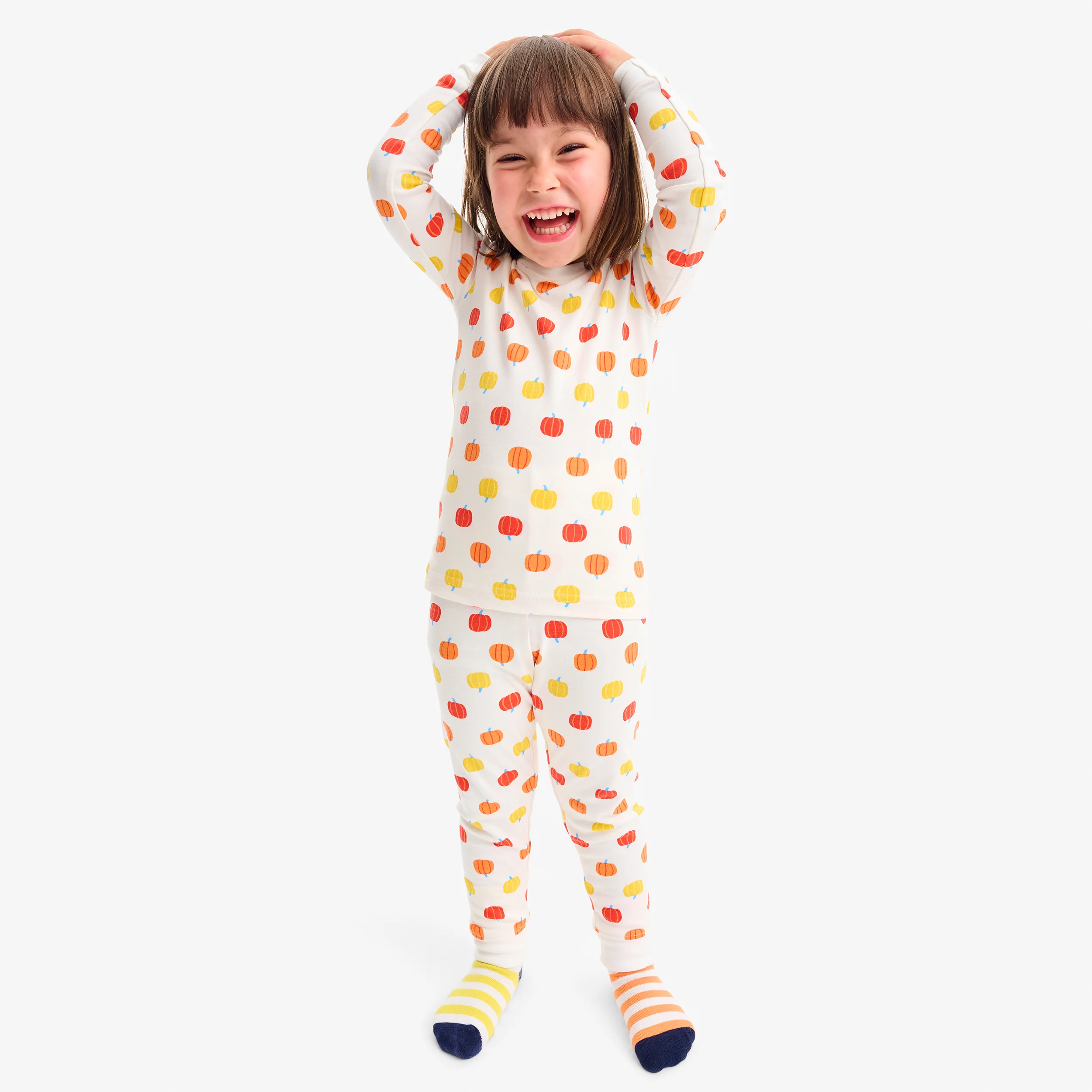 Kids organic pj pant in candy pumpkins