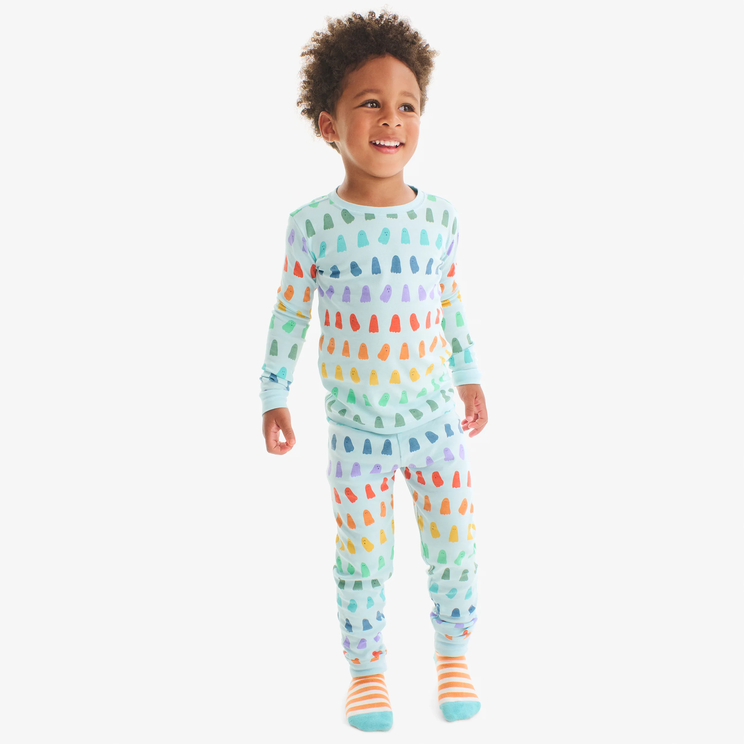 Kids organic PJ pant in rainbow ghosts