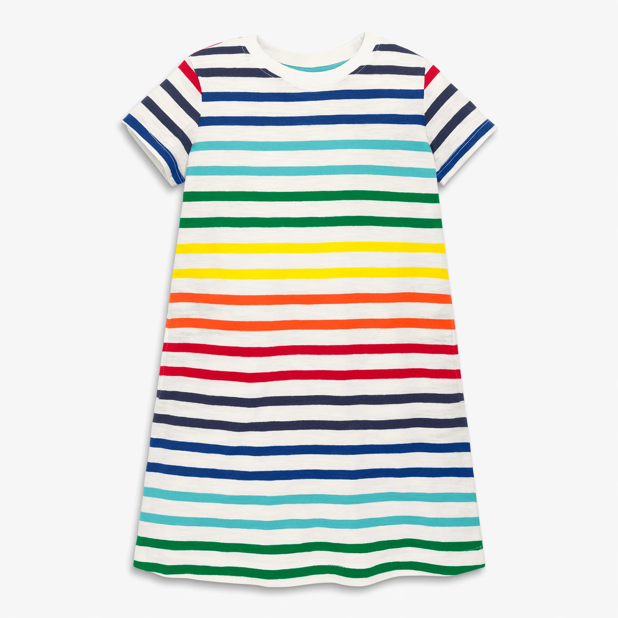 Kids t-shirt dress in rainbow stripe