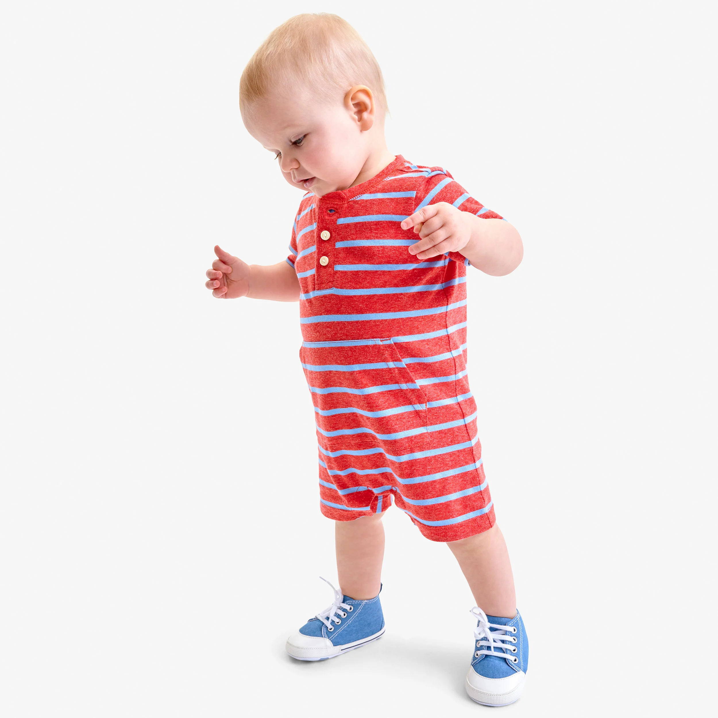 Baby heathered henley shortie in stripe