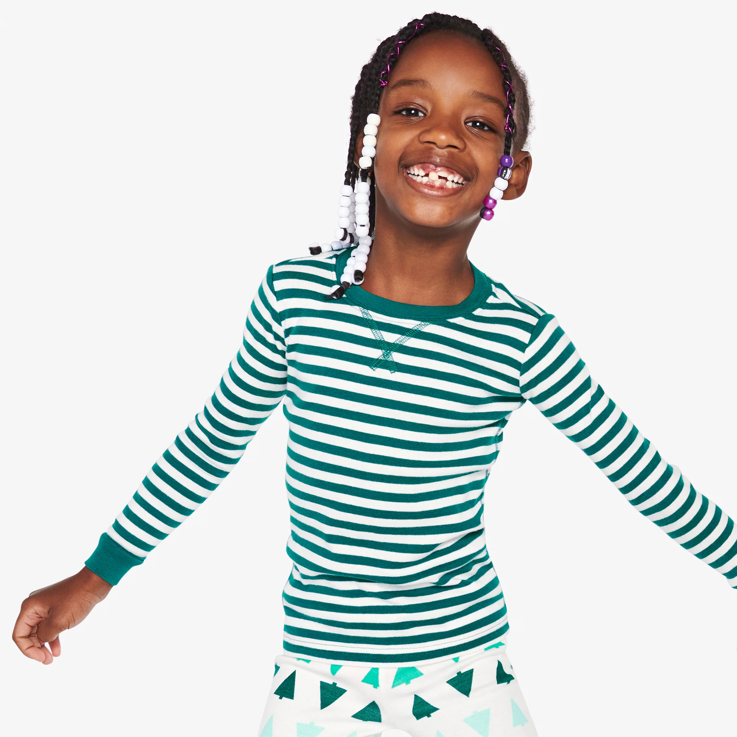 Kids organic pj top in stripe