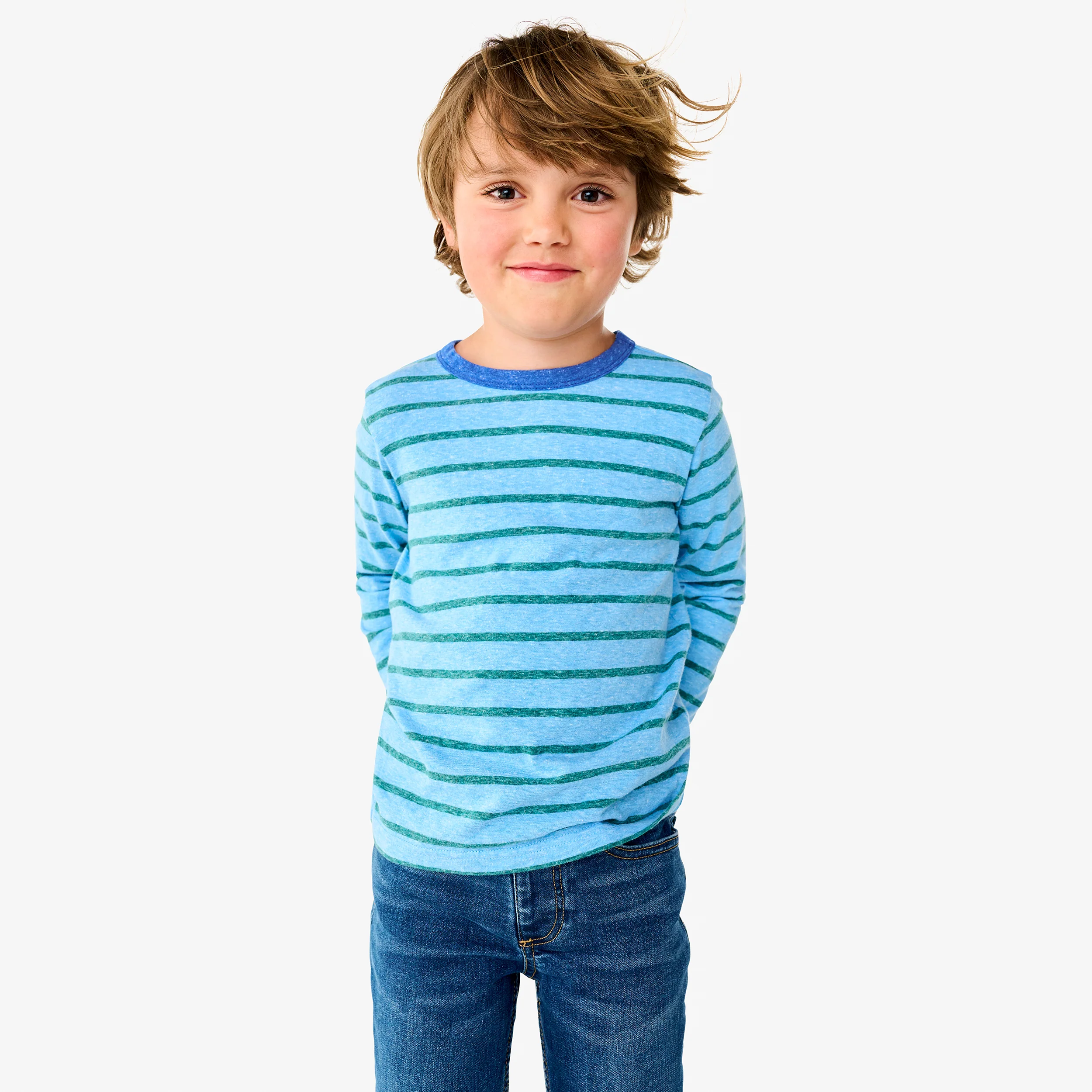 Kids heathered long sleeve tee in stripe