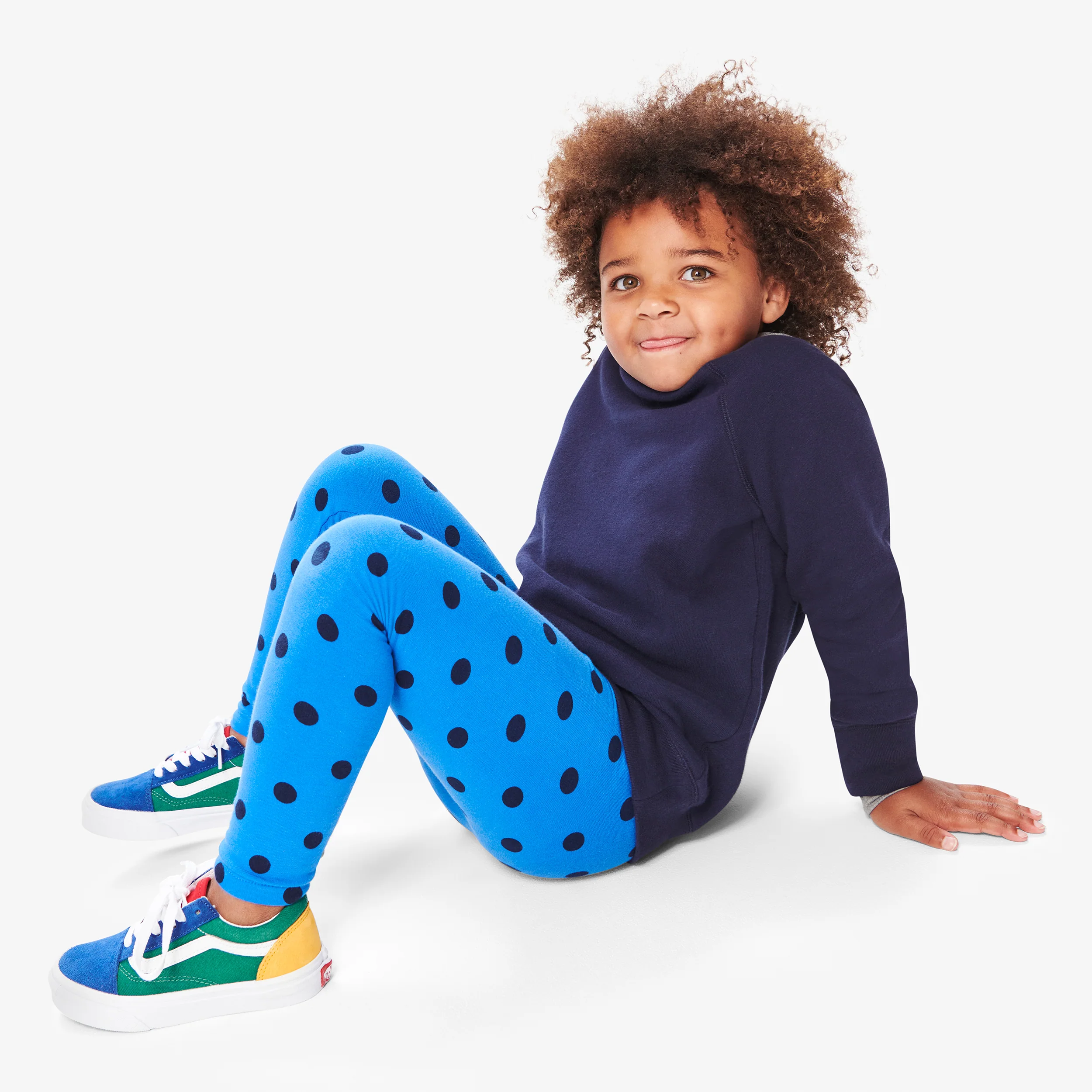 Kids french terry cozy legging in dot