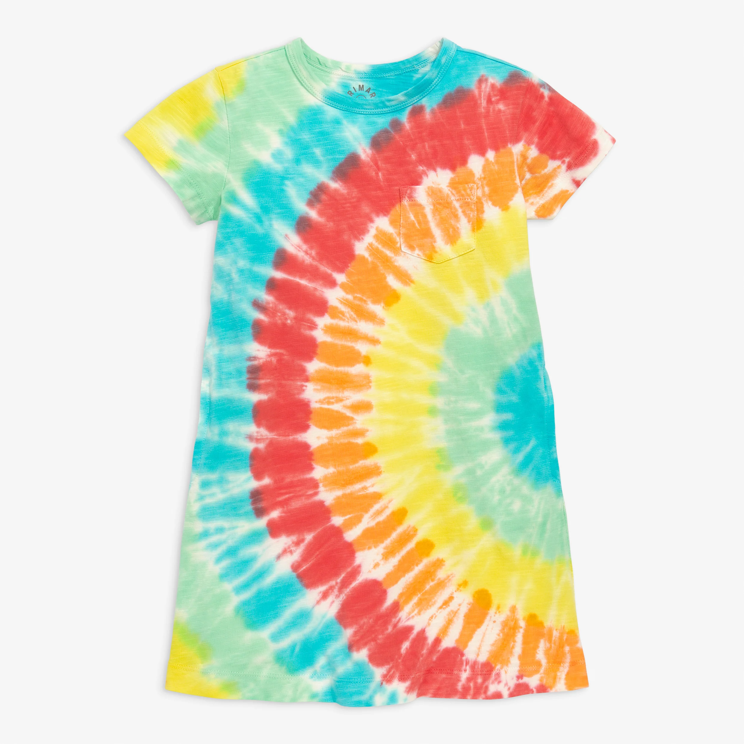 Kids tie-dye t-shirt pocket dress in sunburst
