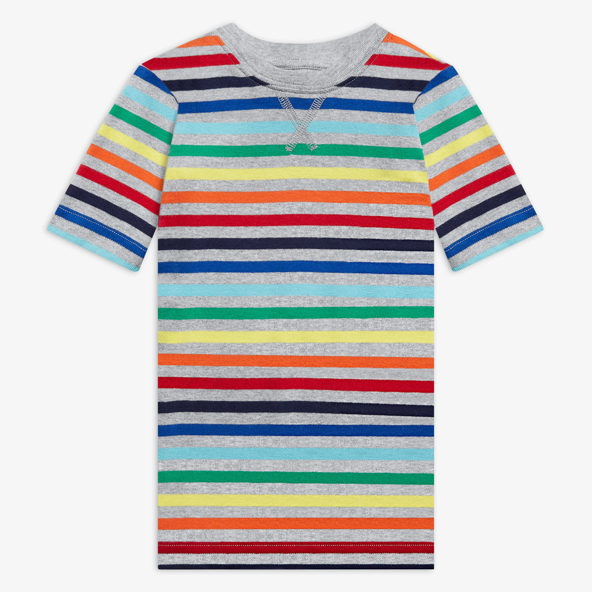 Kids short sleeve pj top in rainbow stripe