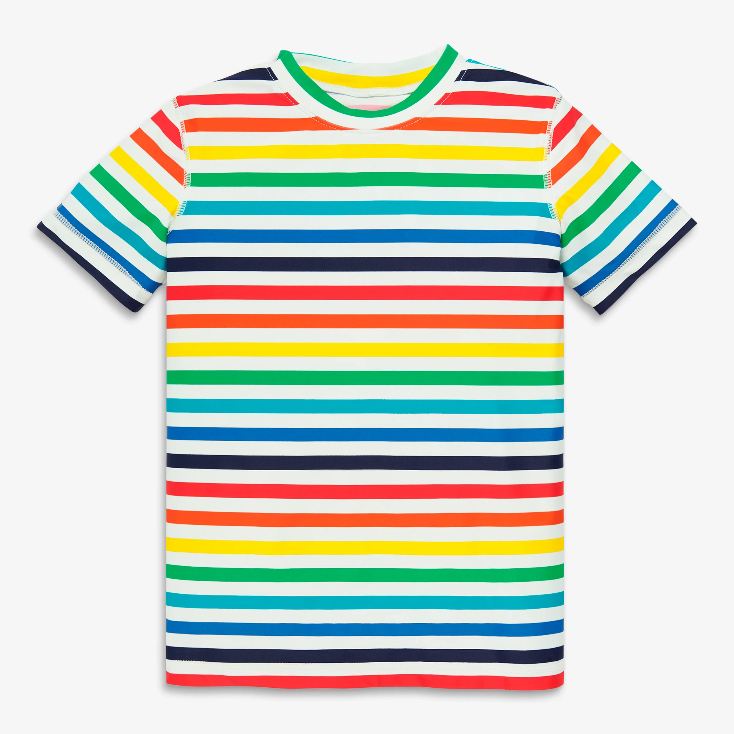 Kids short sleeve rash guard in rainbow stripe